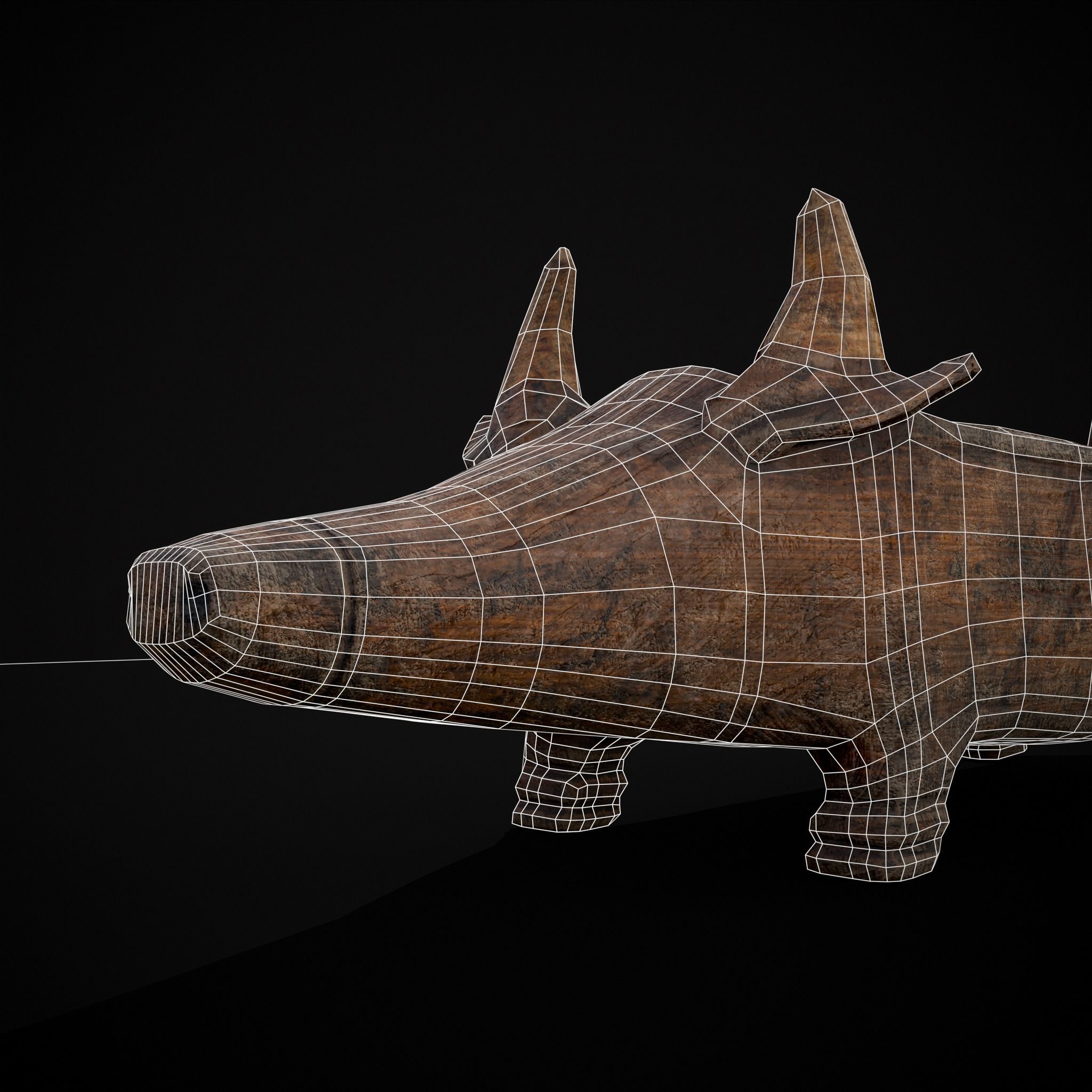 Medieval Carved Pig Container Low-poly 3D model_22