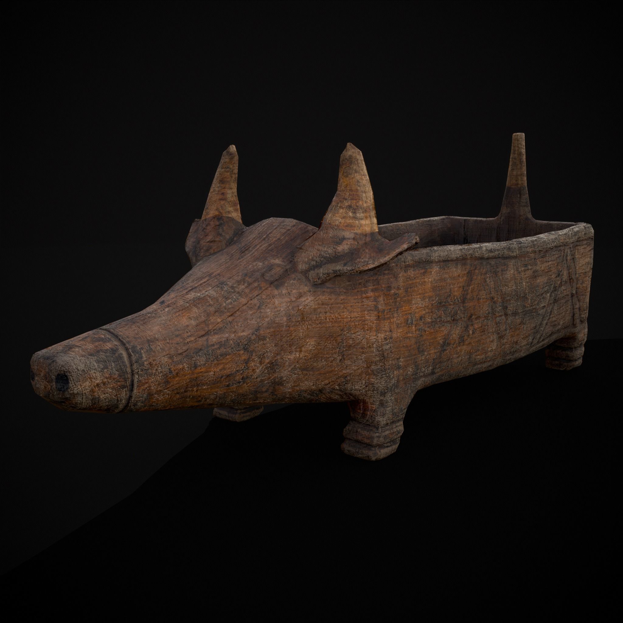 Medieval Carved Pig Container Low-poly 3D model_33