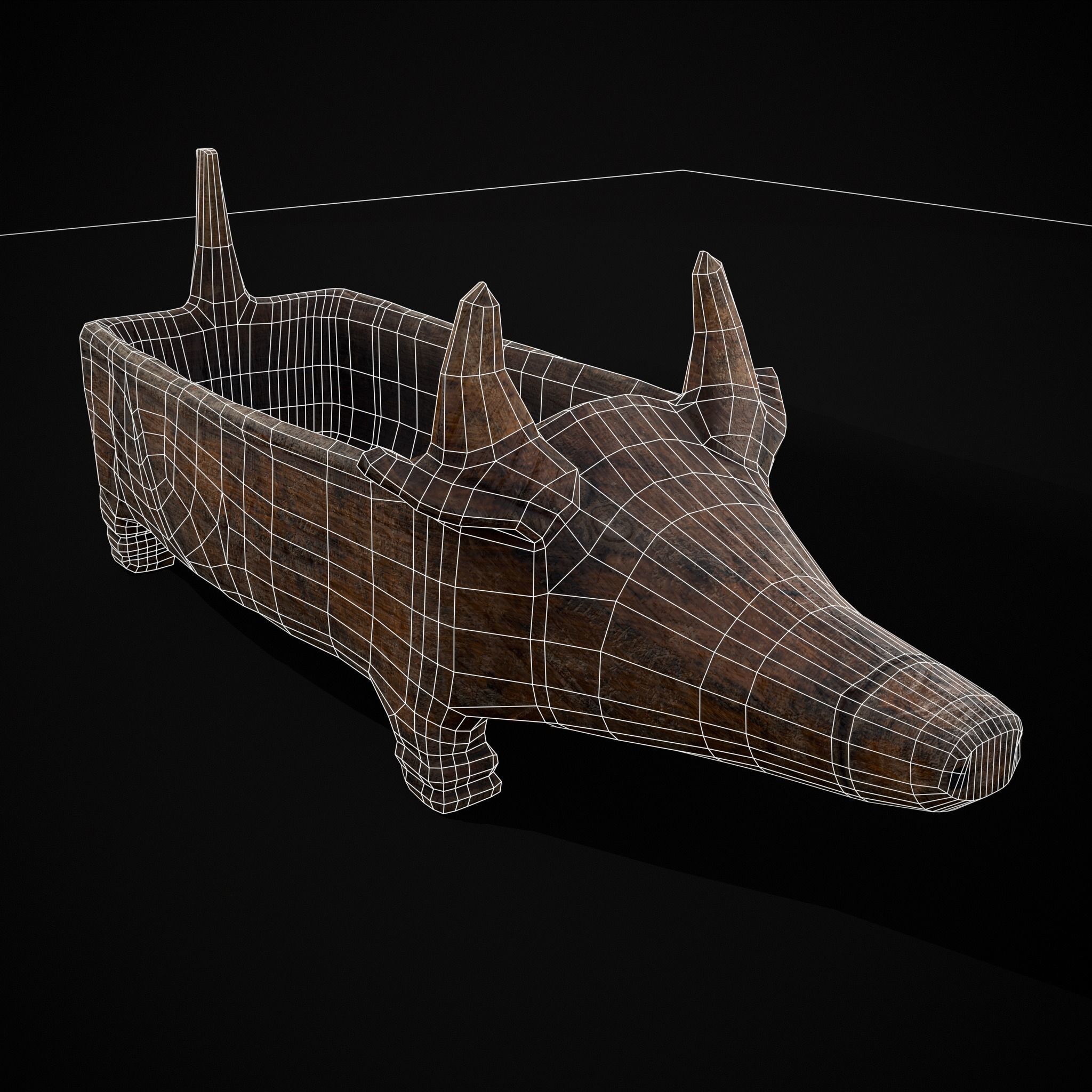 Medieval Carved Pig Container Low-poly 3D model_40