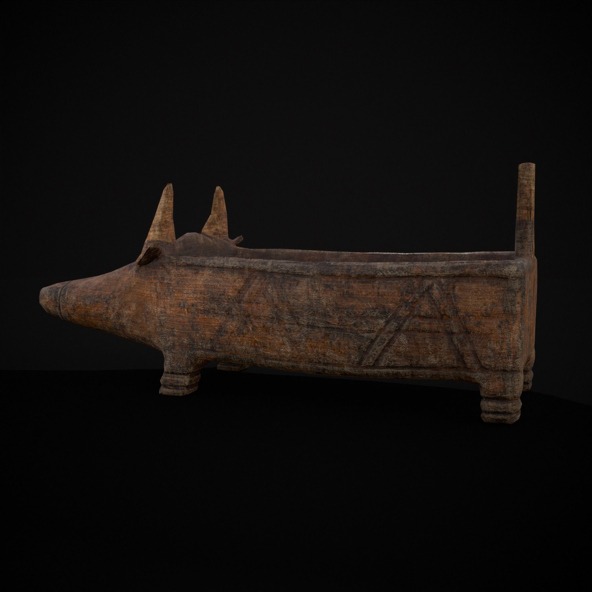 Medieval Carved Pig Container Low-poly 3D model_37
