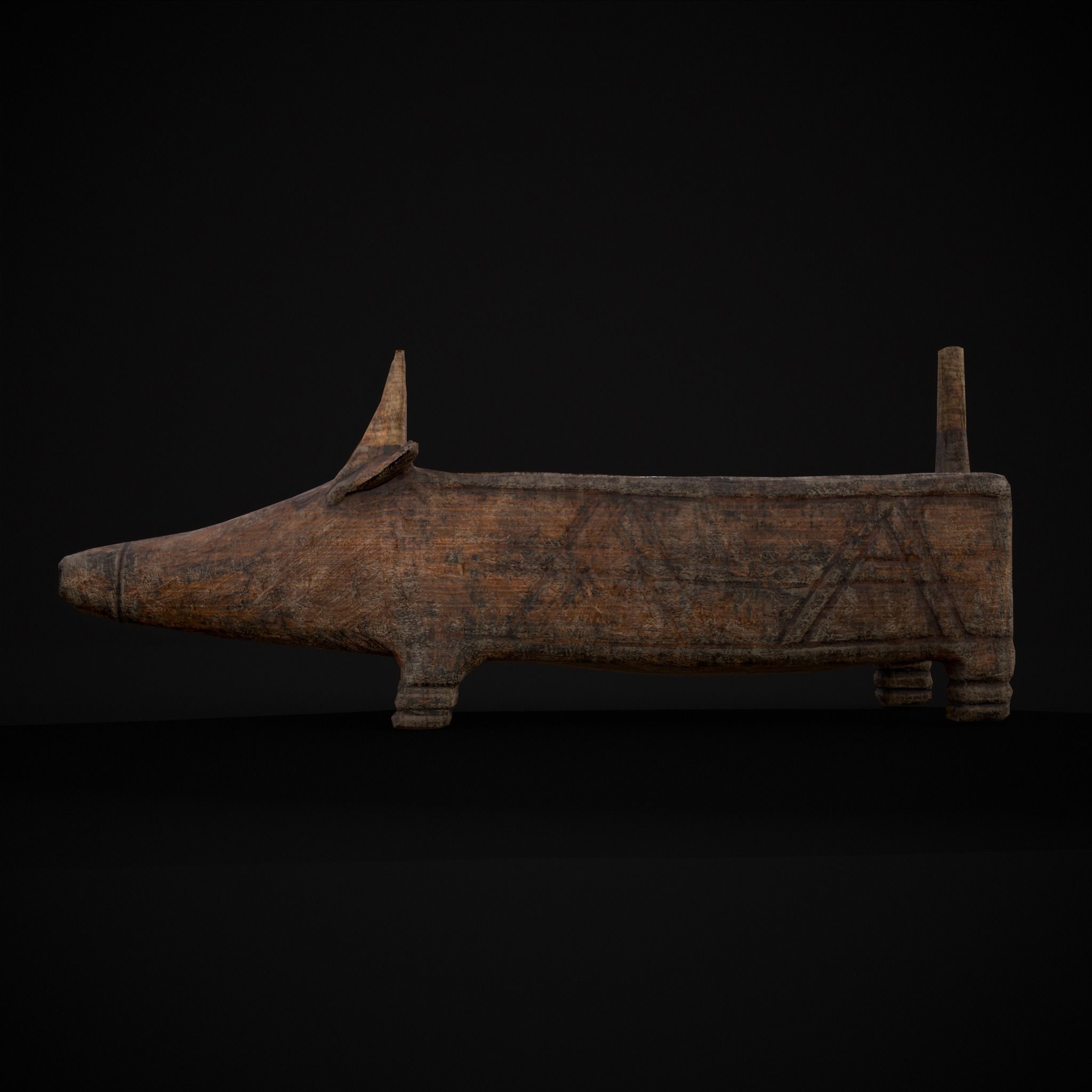 Medieval Carved Pig Container Low-poly 3D model_13