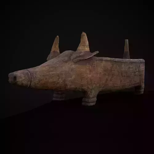 Medieval Carved Pig Container Low-poly 3D model