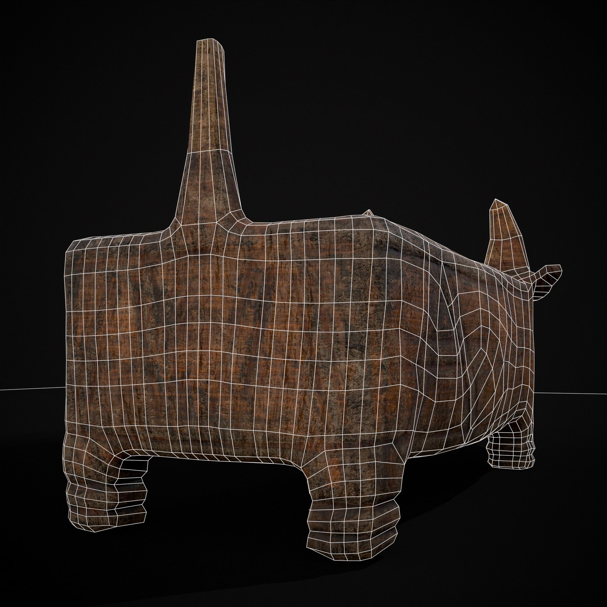 Medieval Carved Pig Container Low-poly 3D model_10