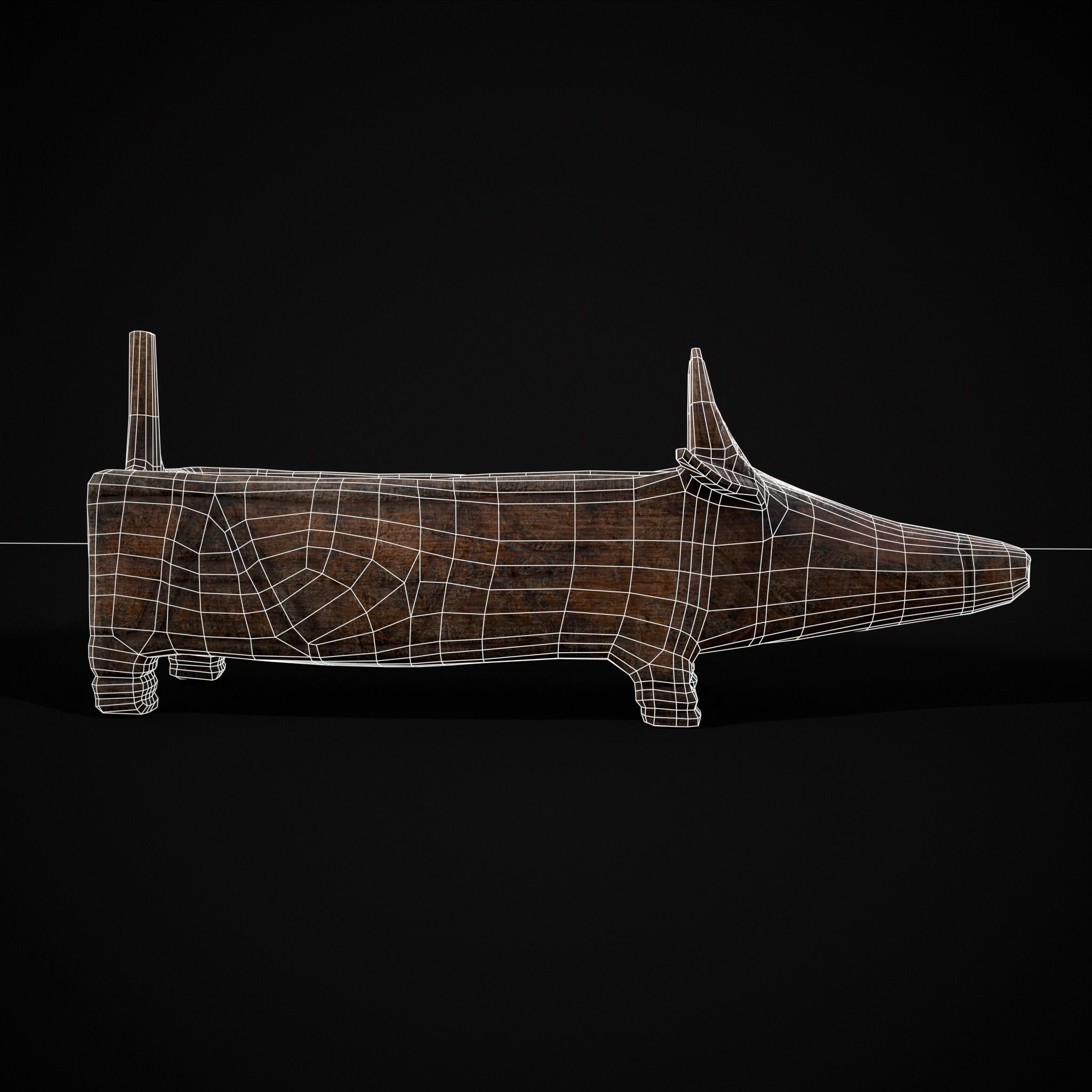 Medieval Carved Pig Container Low-poly 3D model_30