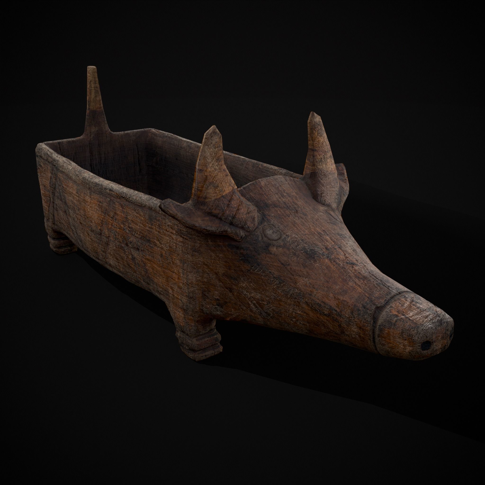 Medieval Carved Pig Container Low-poly 3D model_39