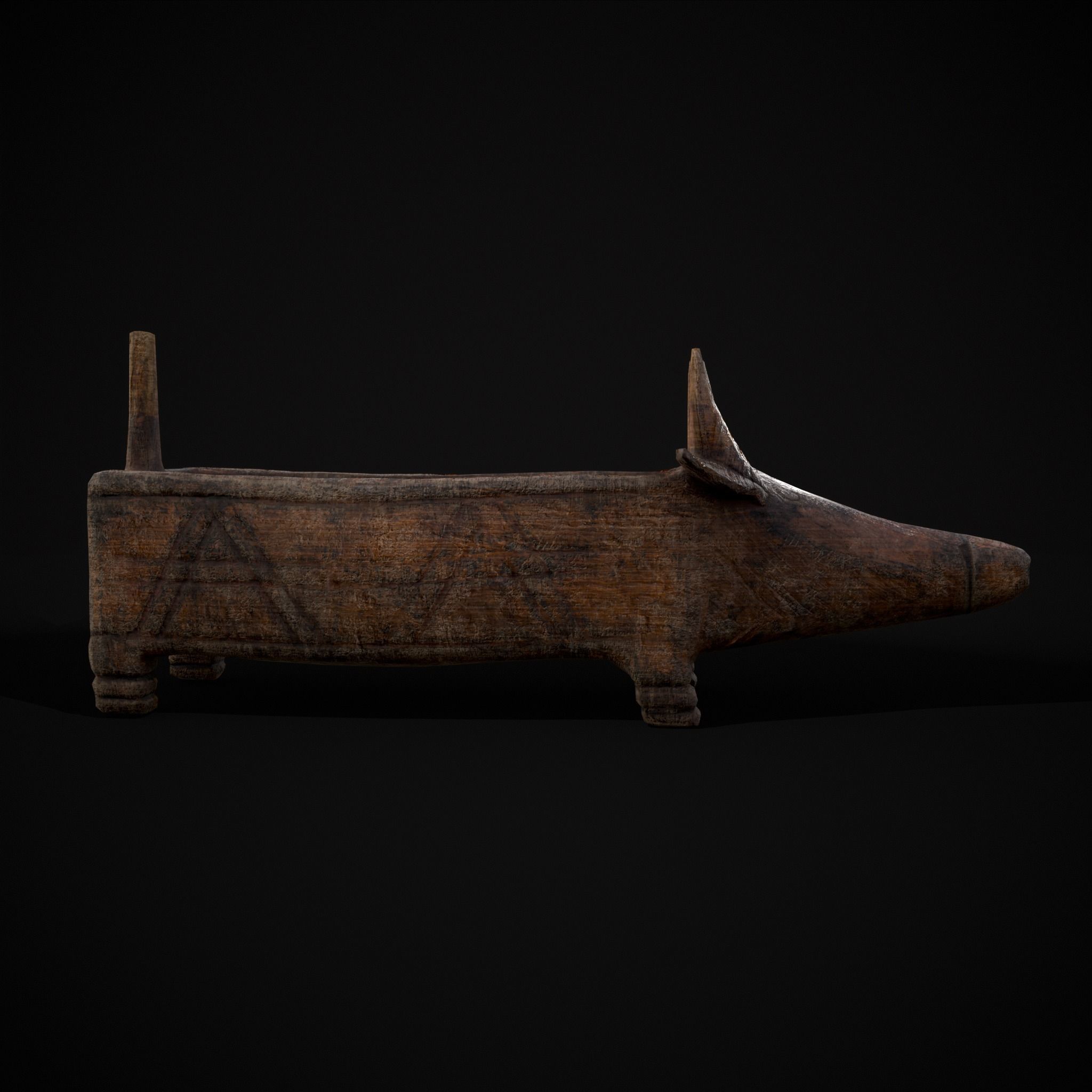 Medieval Carved Pig Container Low-poly 3D model_29