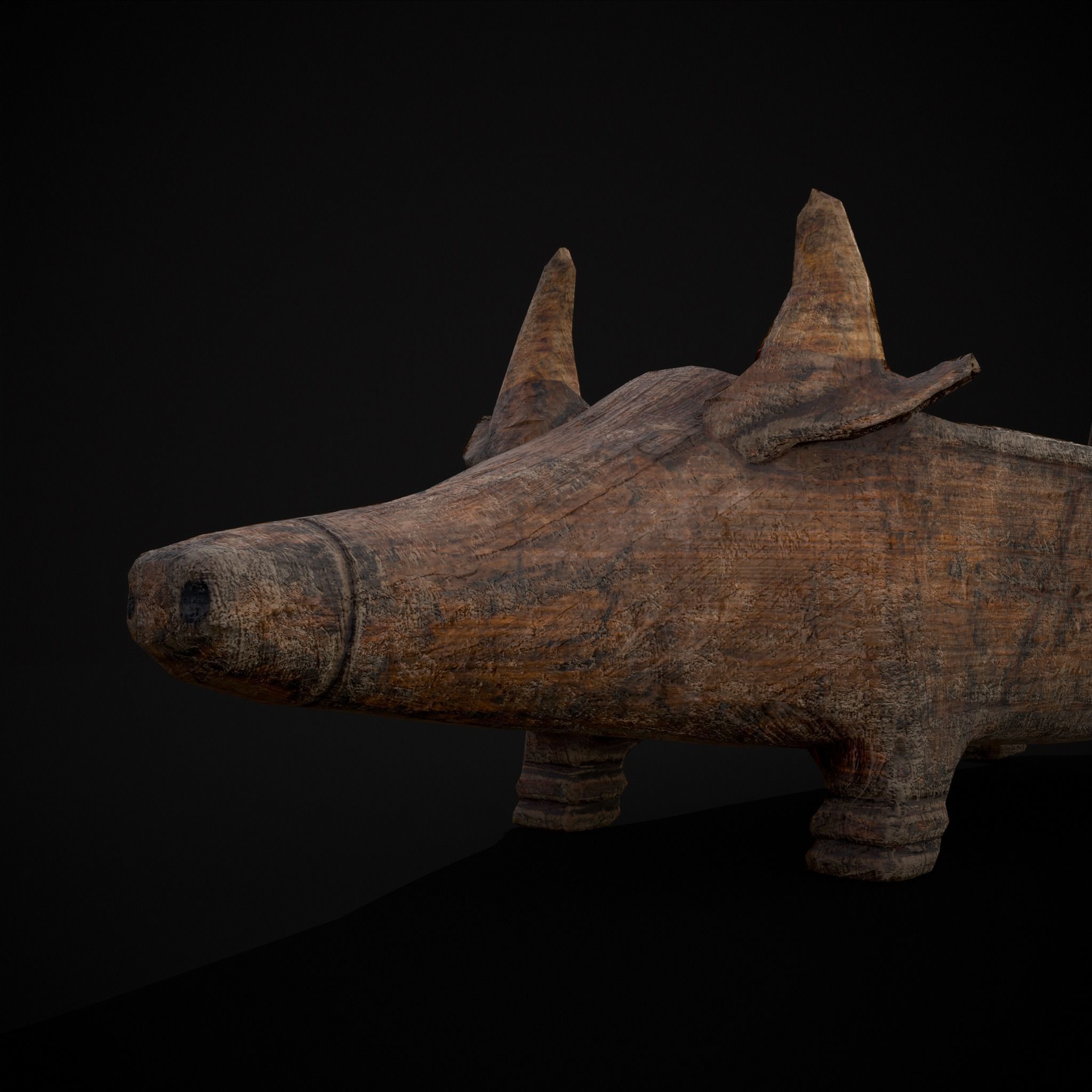 Medieval Carved Pig Container Low-poly 3D model_21