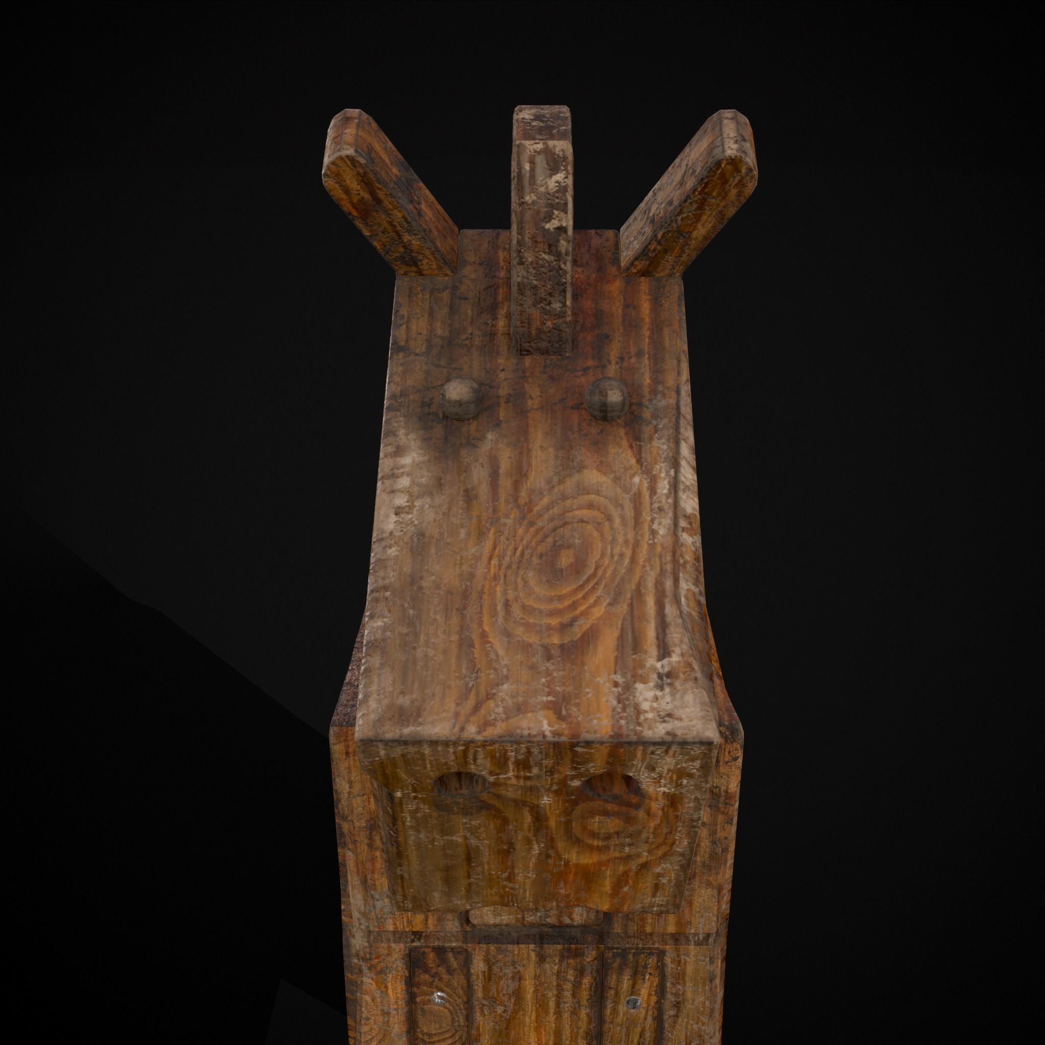 Medieval Horse Sled Low-poly 3D model_5