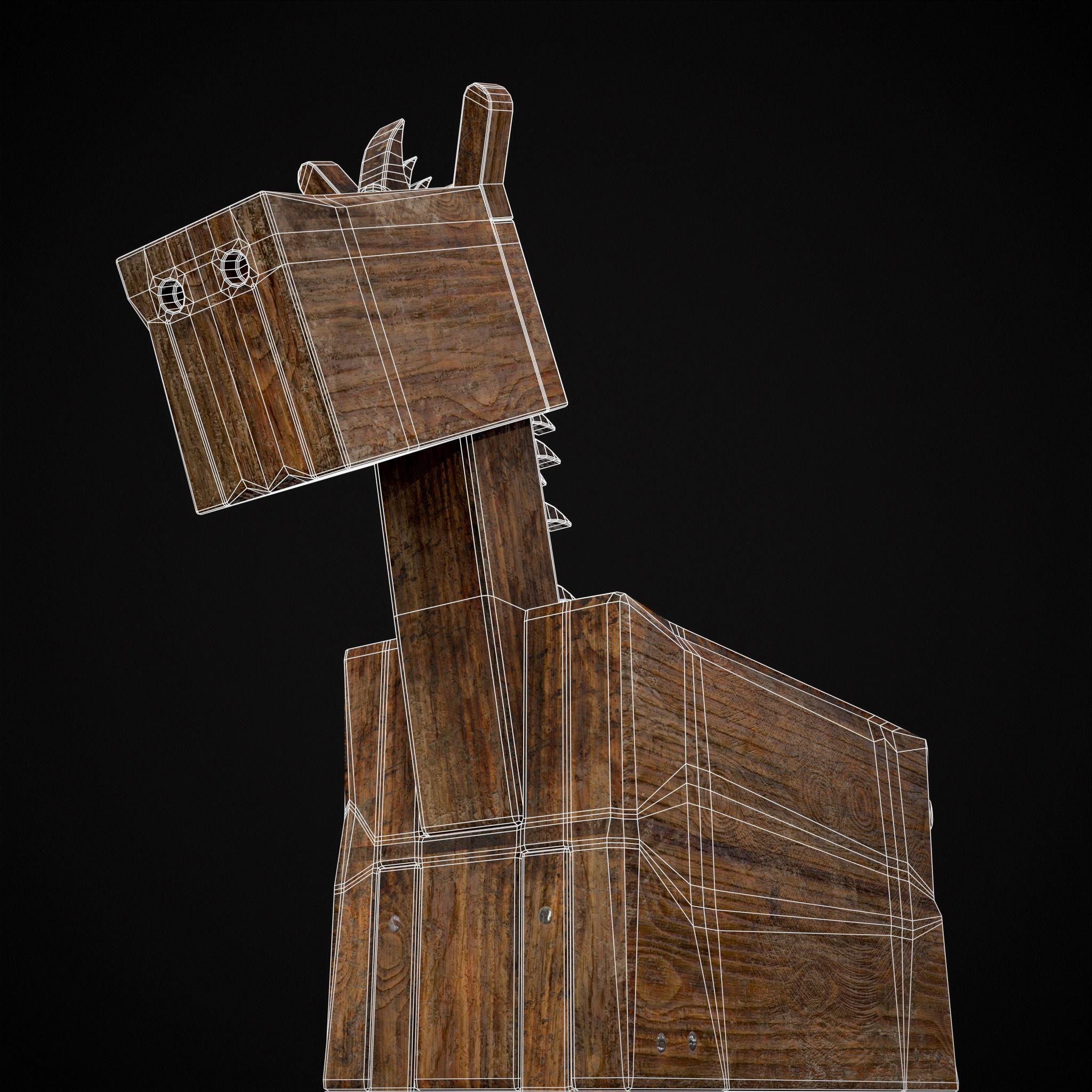 Medieval Horse Sled Low-poly 3D model_28