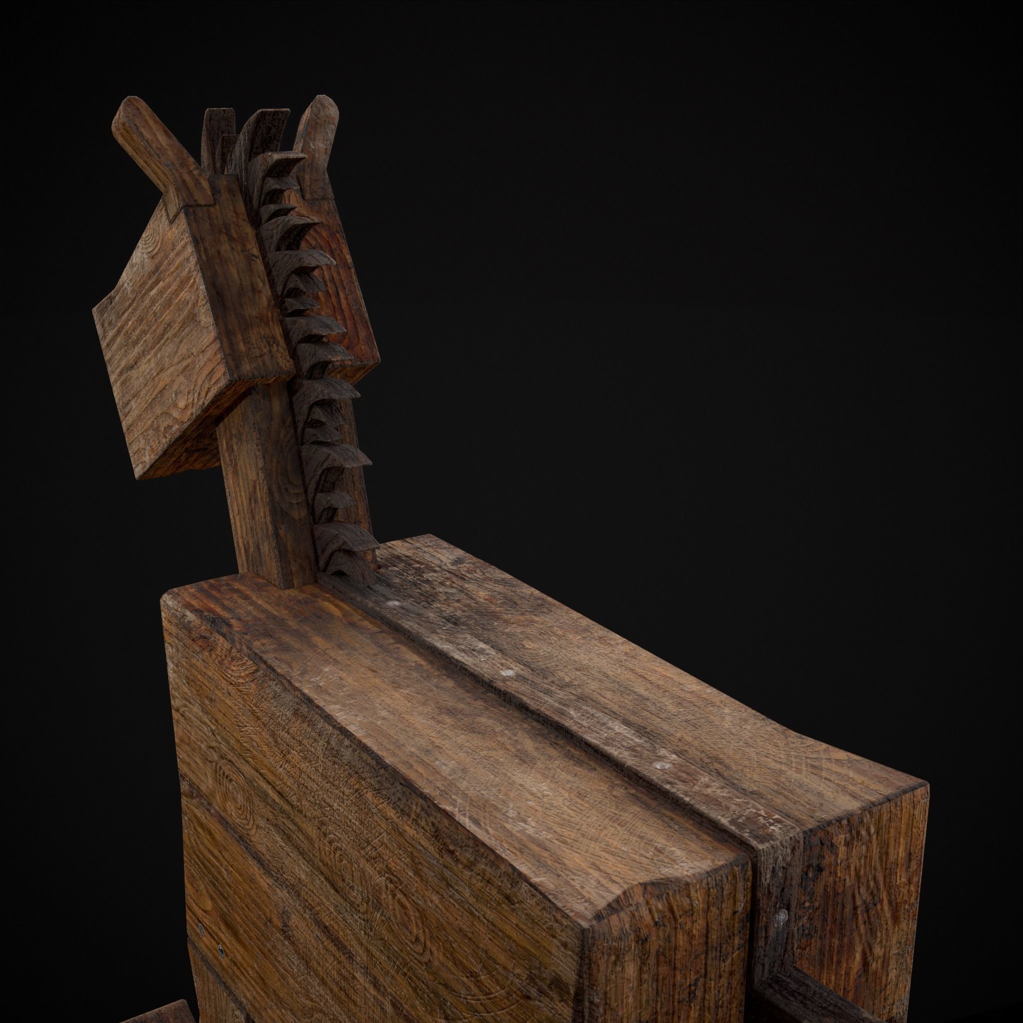 Medieval Horse Sled Low-poly 3D model_35