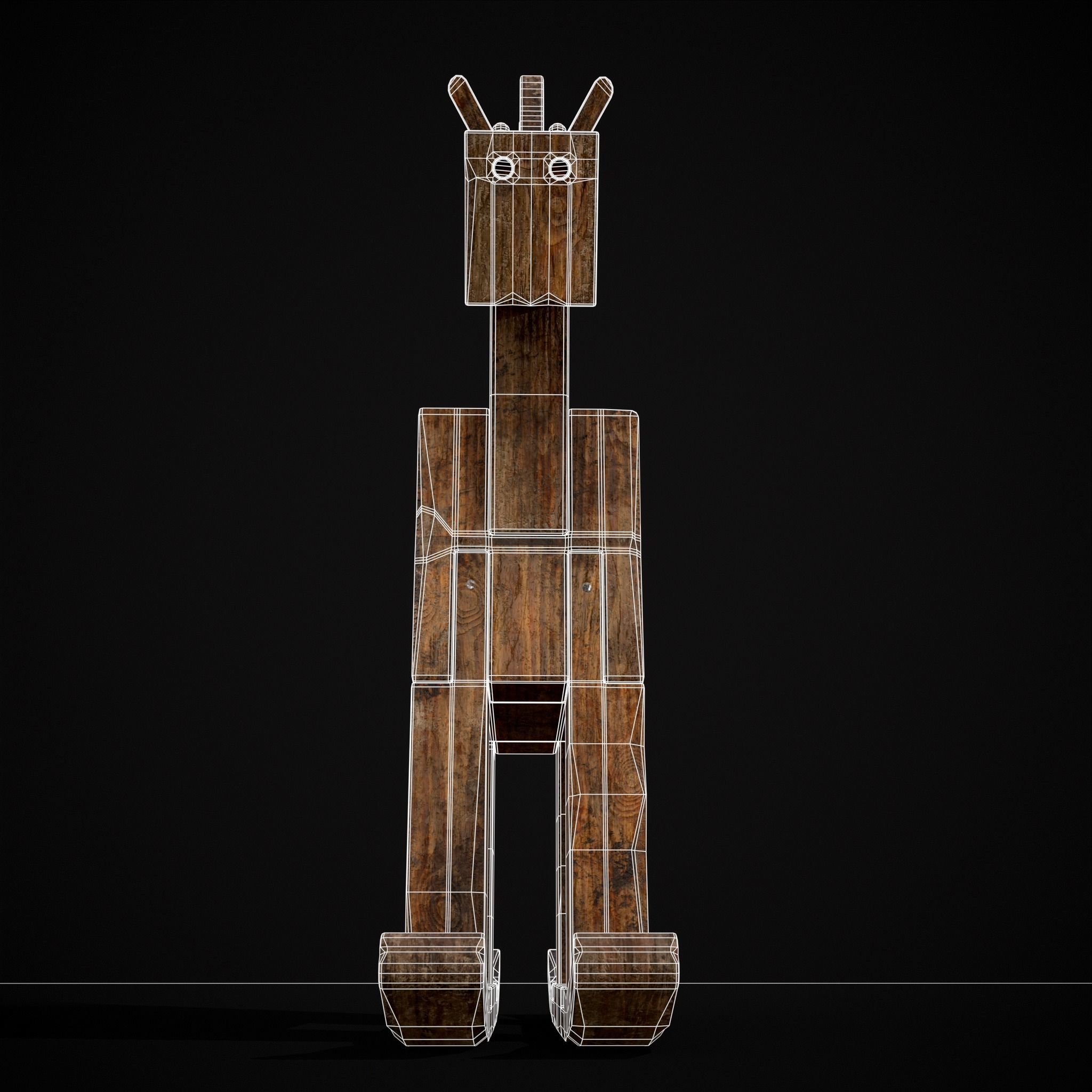 Medieval Horse Sled Low-poly 3D model_16
