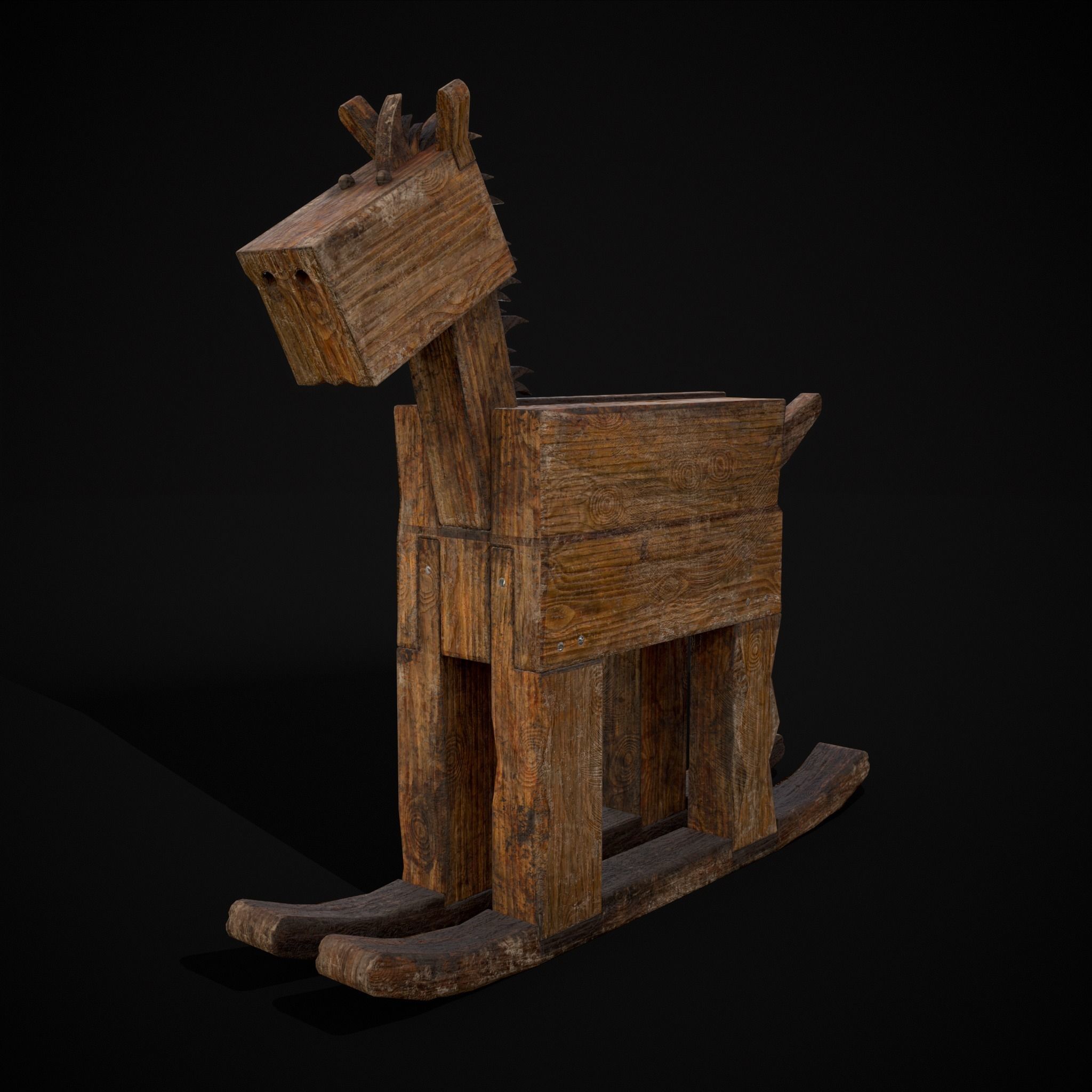 Medieval Horse Sled Low-poly 3D model_3