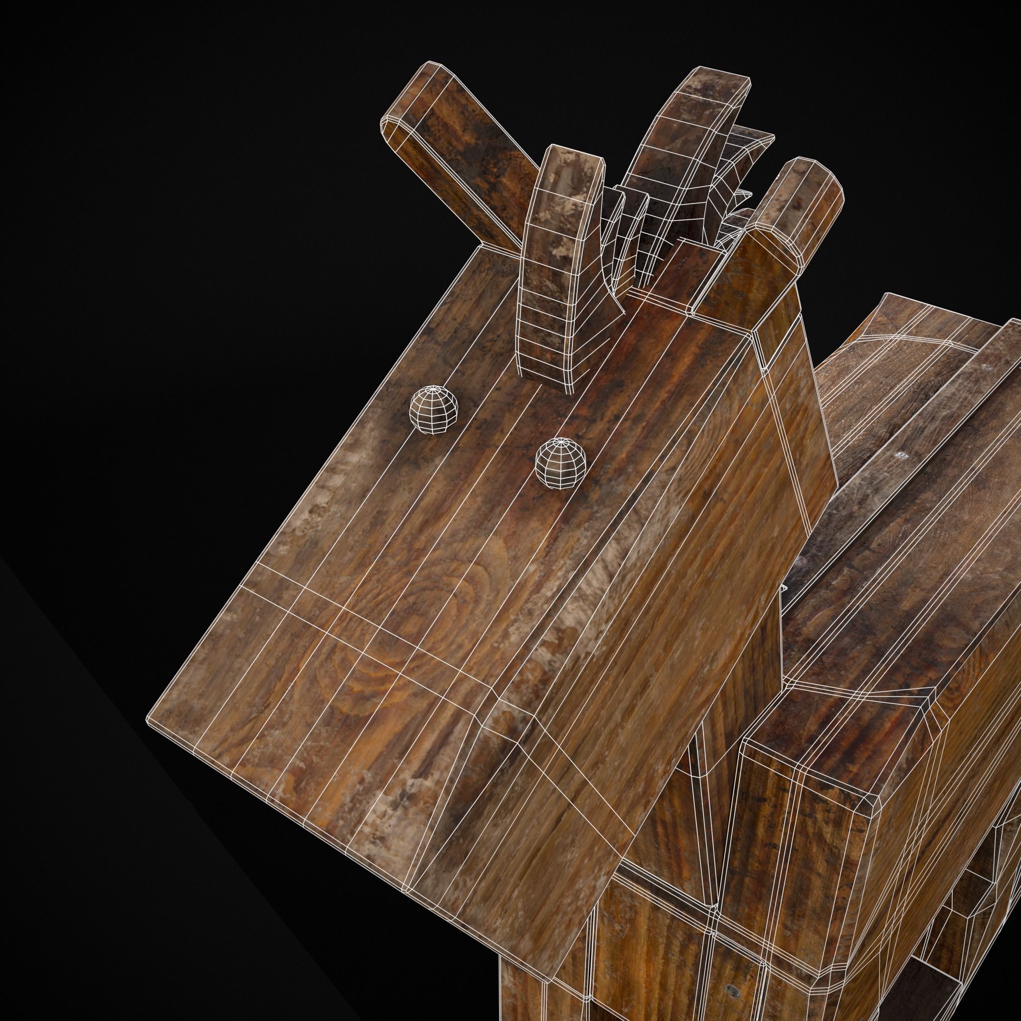 Medieval Horse Sled Low-poly 3D model_32