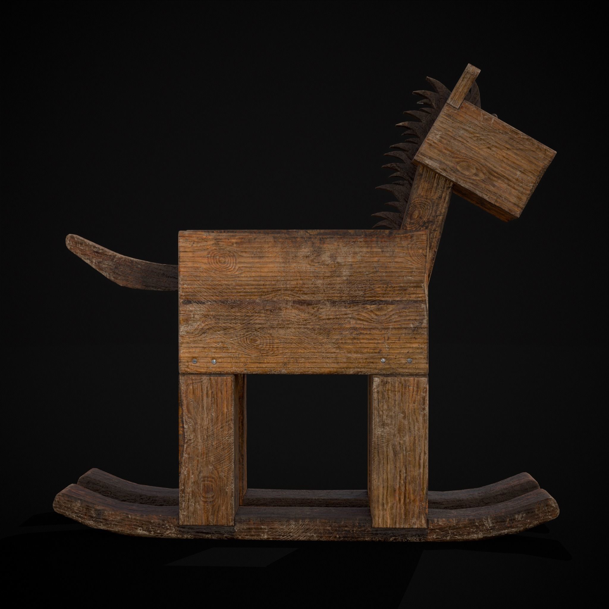 Medieval Horse Sled Low-poly 3D model_13