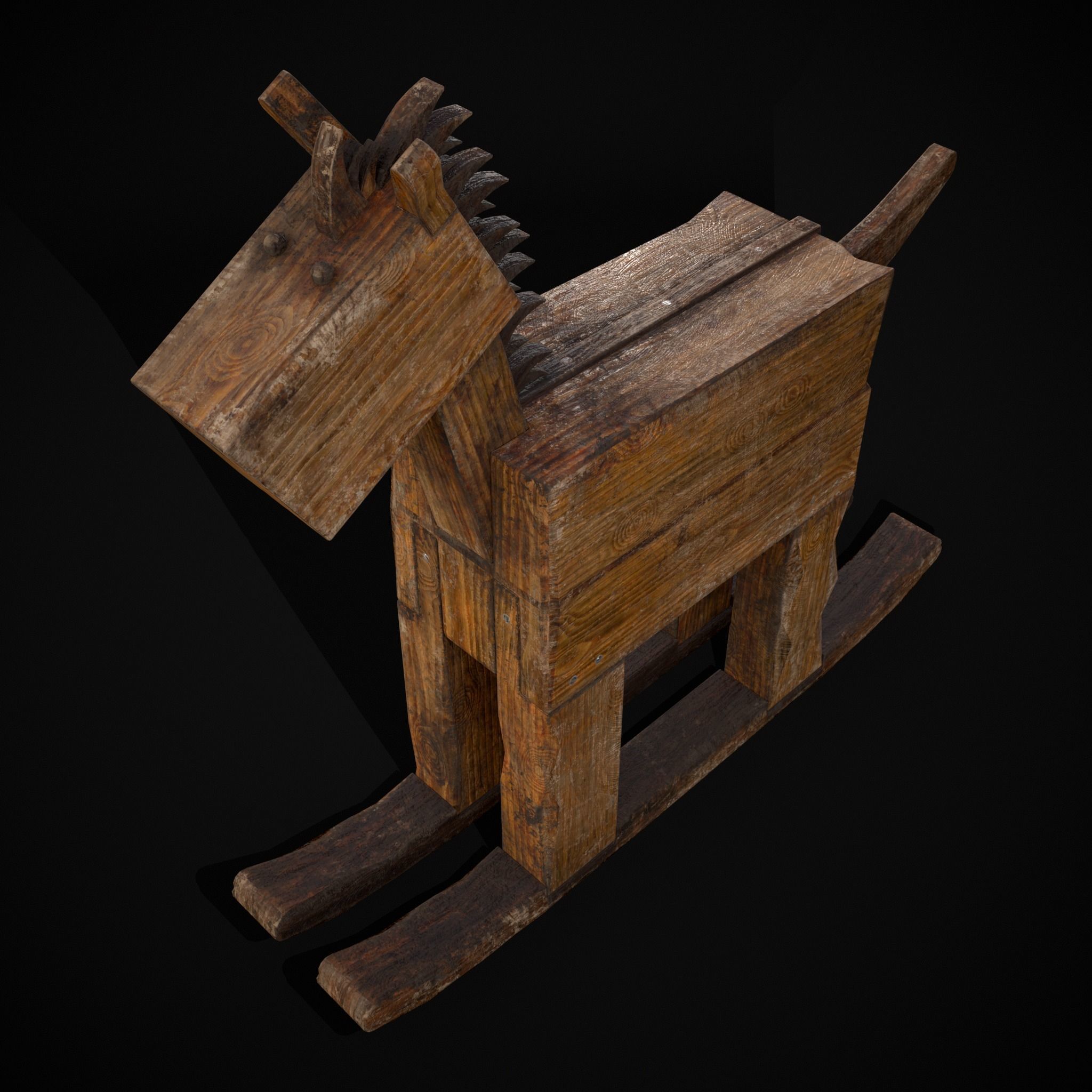 Medieval Horse Sled Low-poly 3D model_21