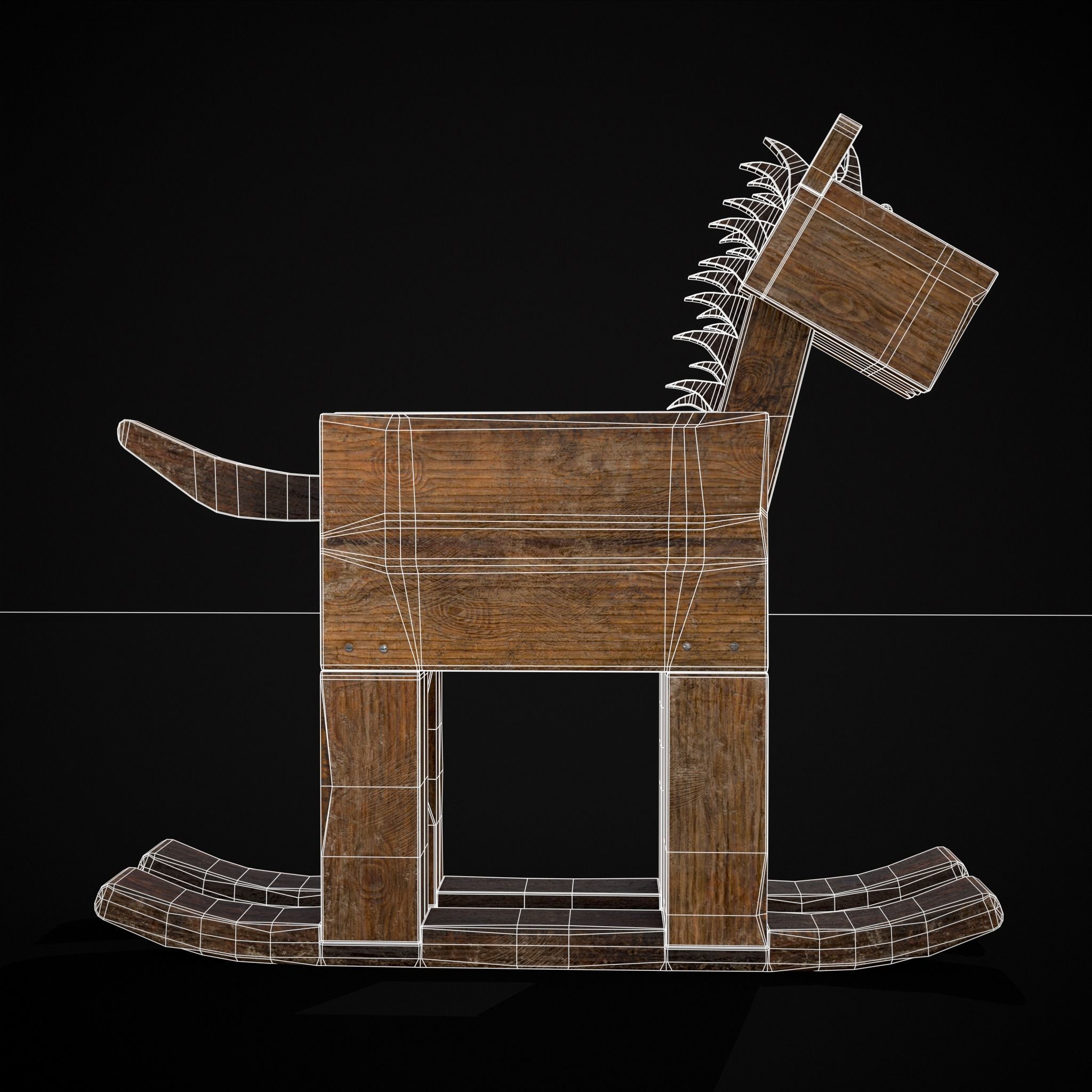 Medieval Horse Sled Low-poly 3D model_14