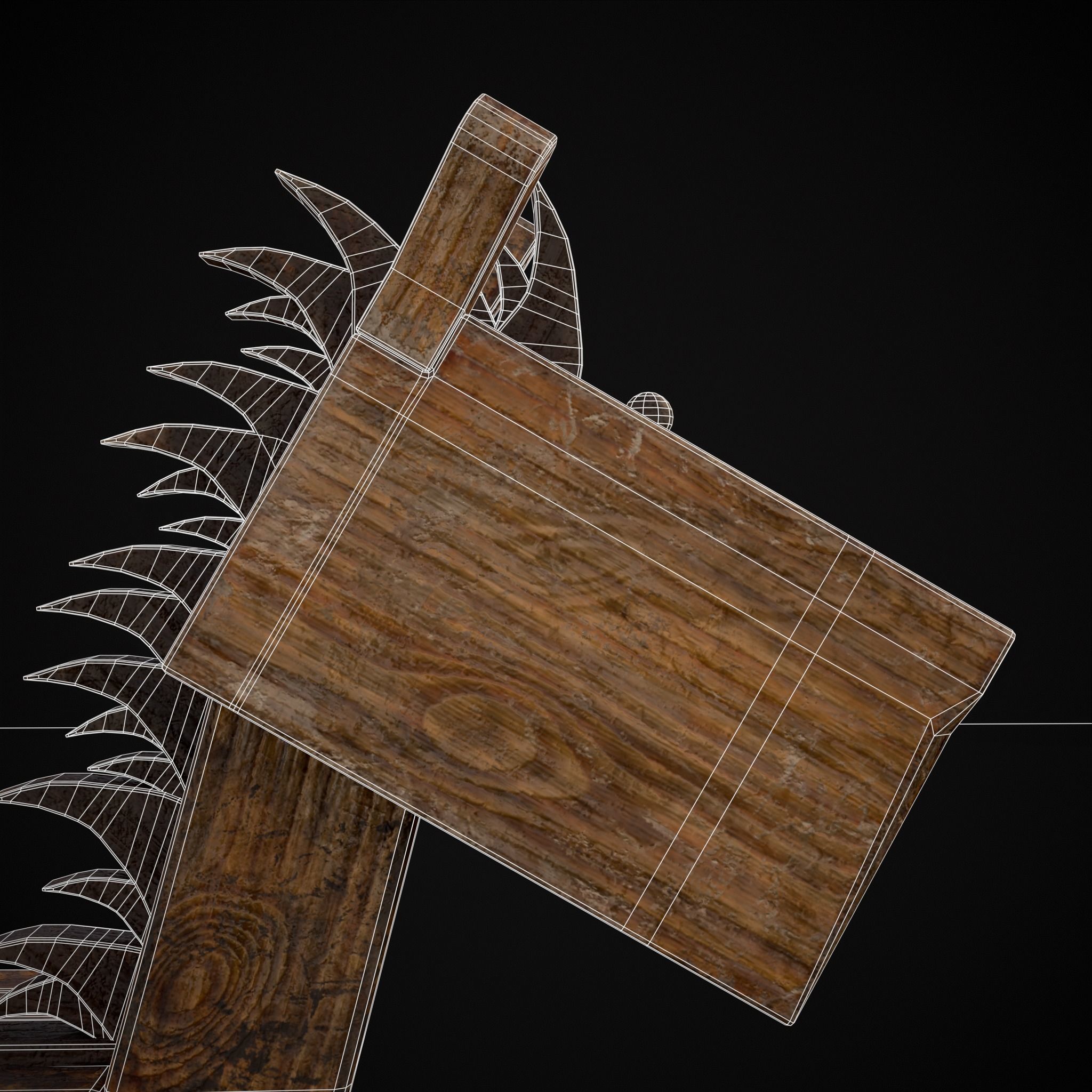 Medieval Horse Sled Low-poly 3D model_30
