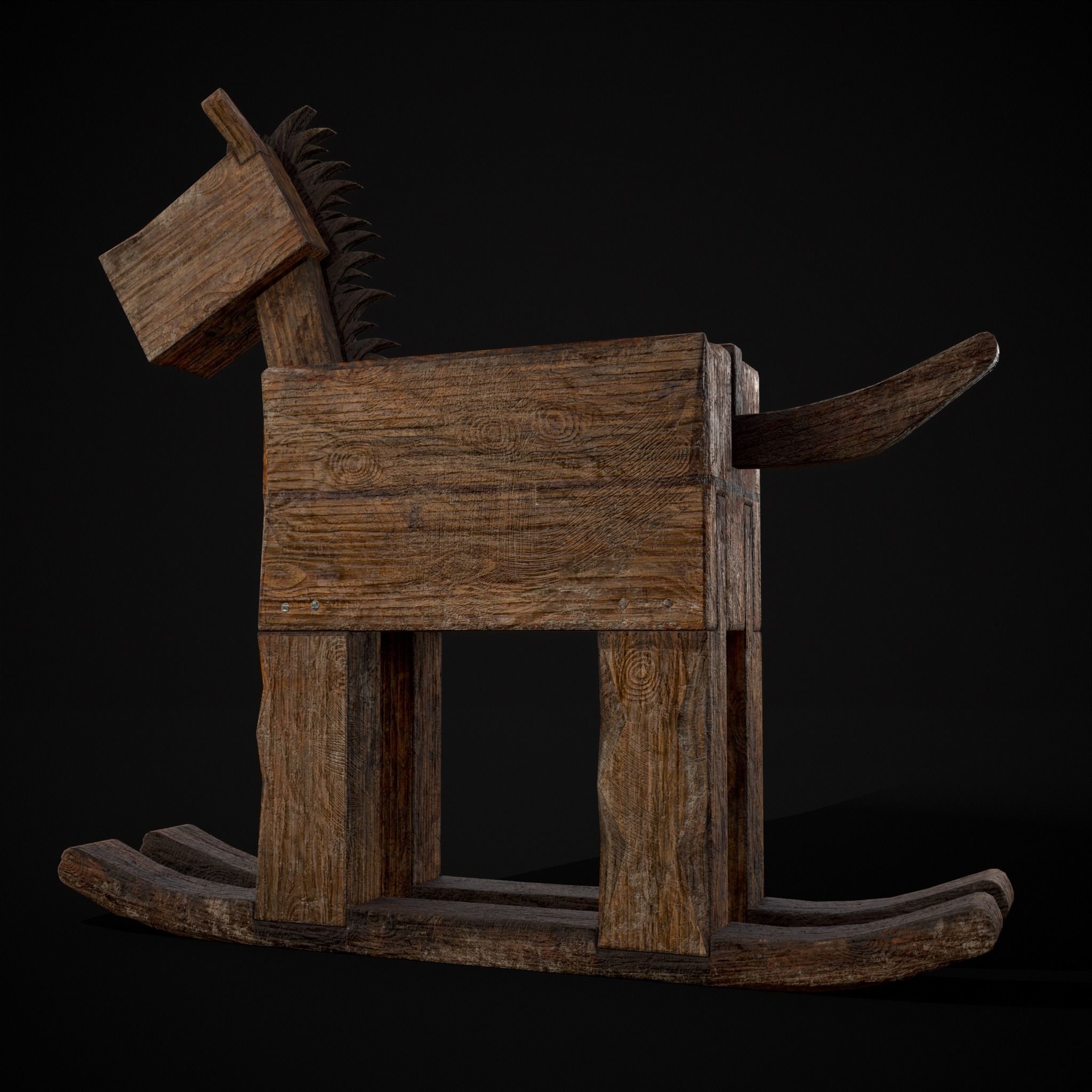 Medieval Horse Sled Low-poly 3D model_39