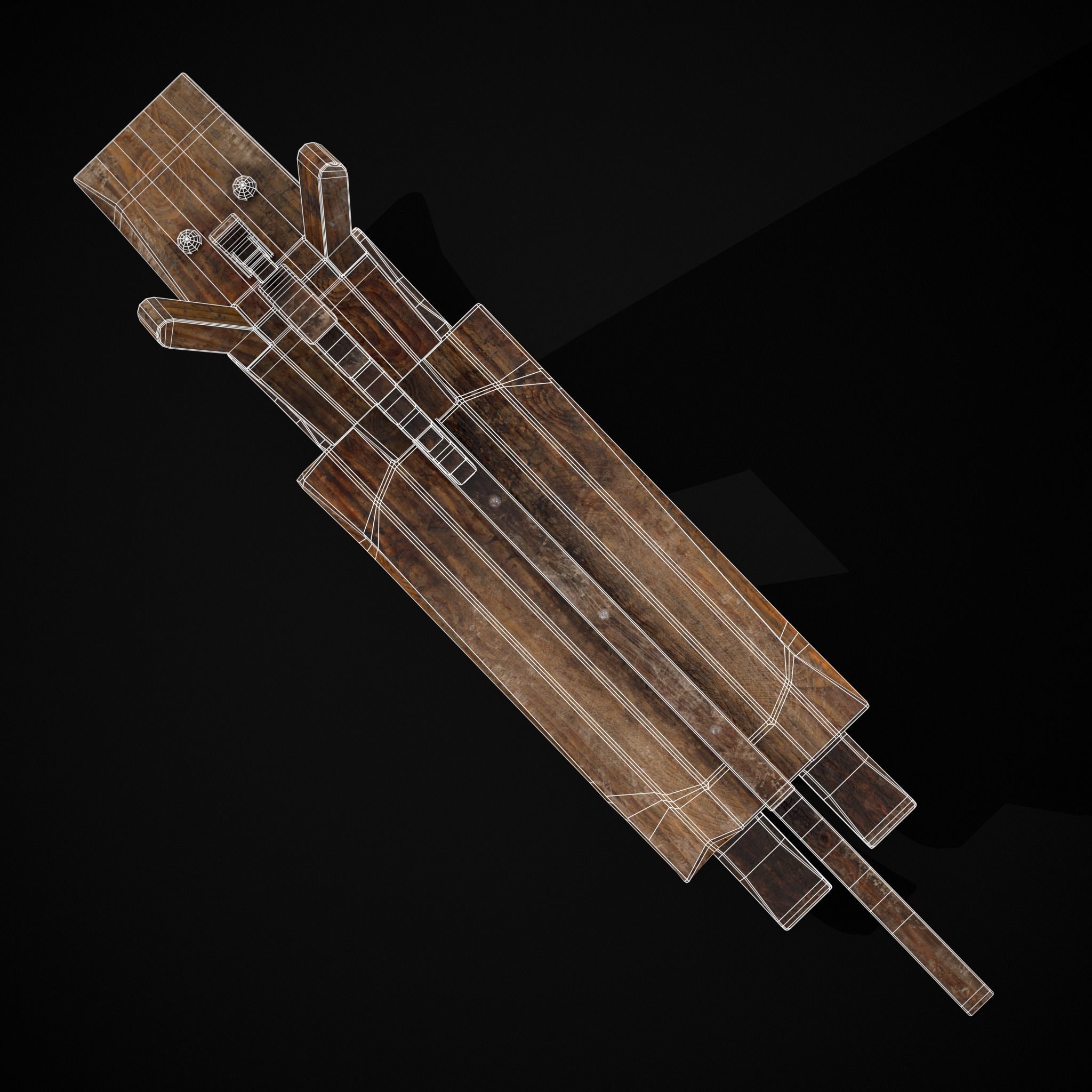 Medieval Horse Sled Low-poly 3D model_26