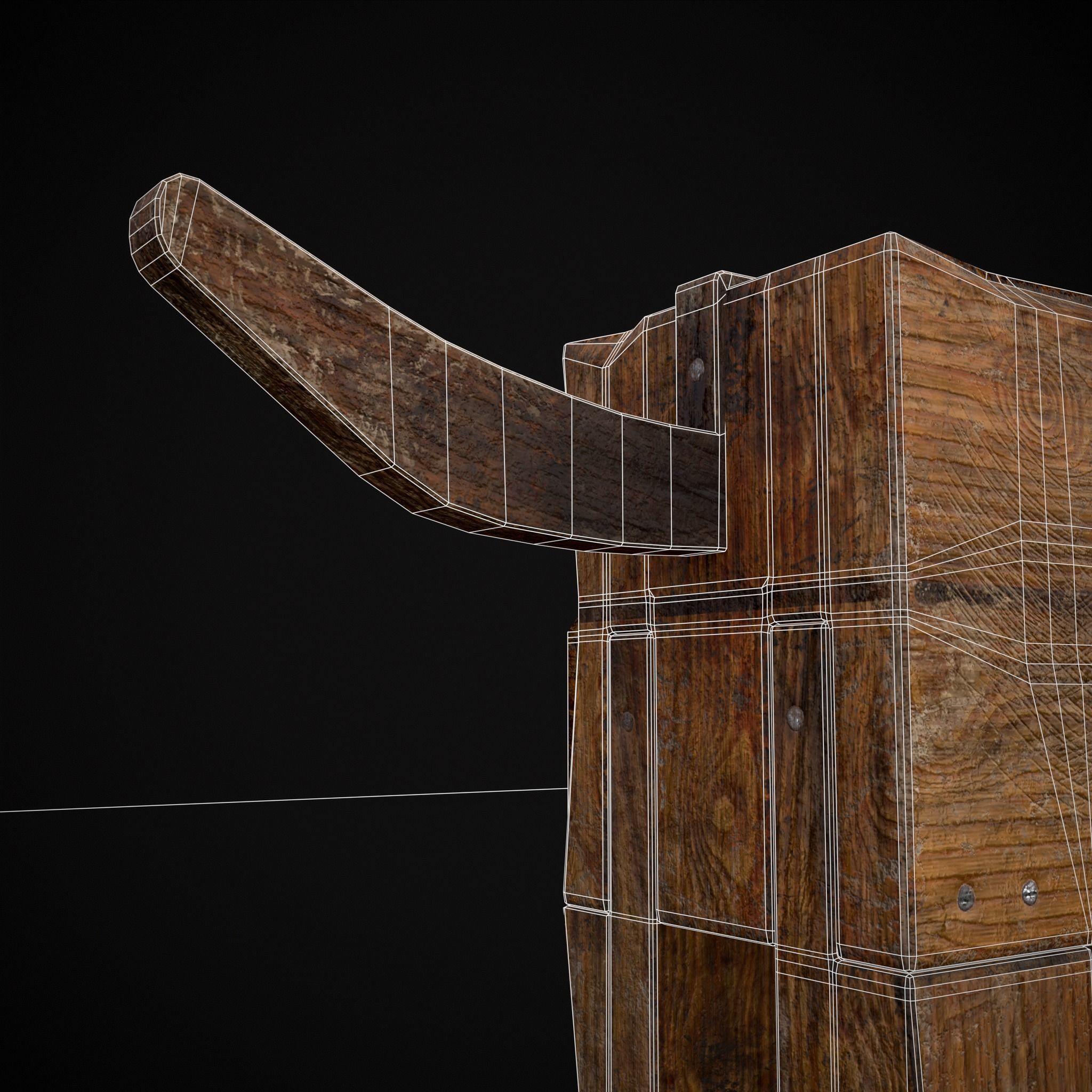 Medieval Horse Sled Low-poly 3D model_38