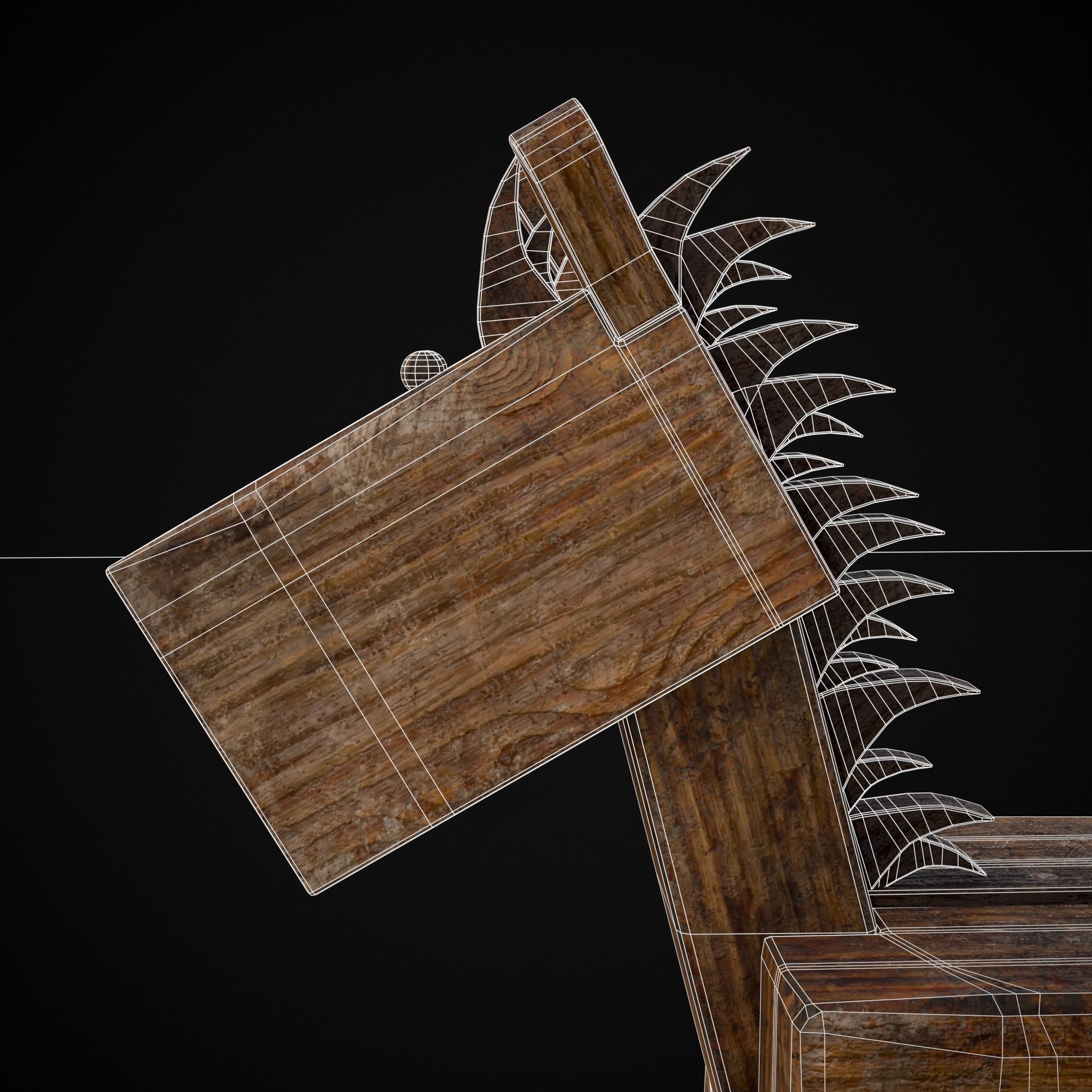 Medieval Horse Sled Low-poly 3D model_8