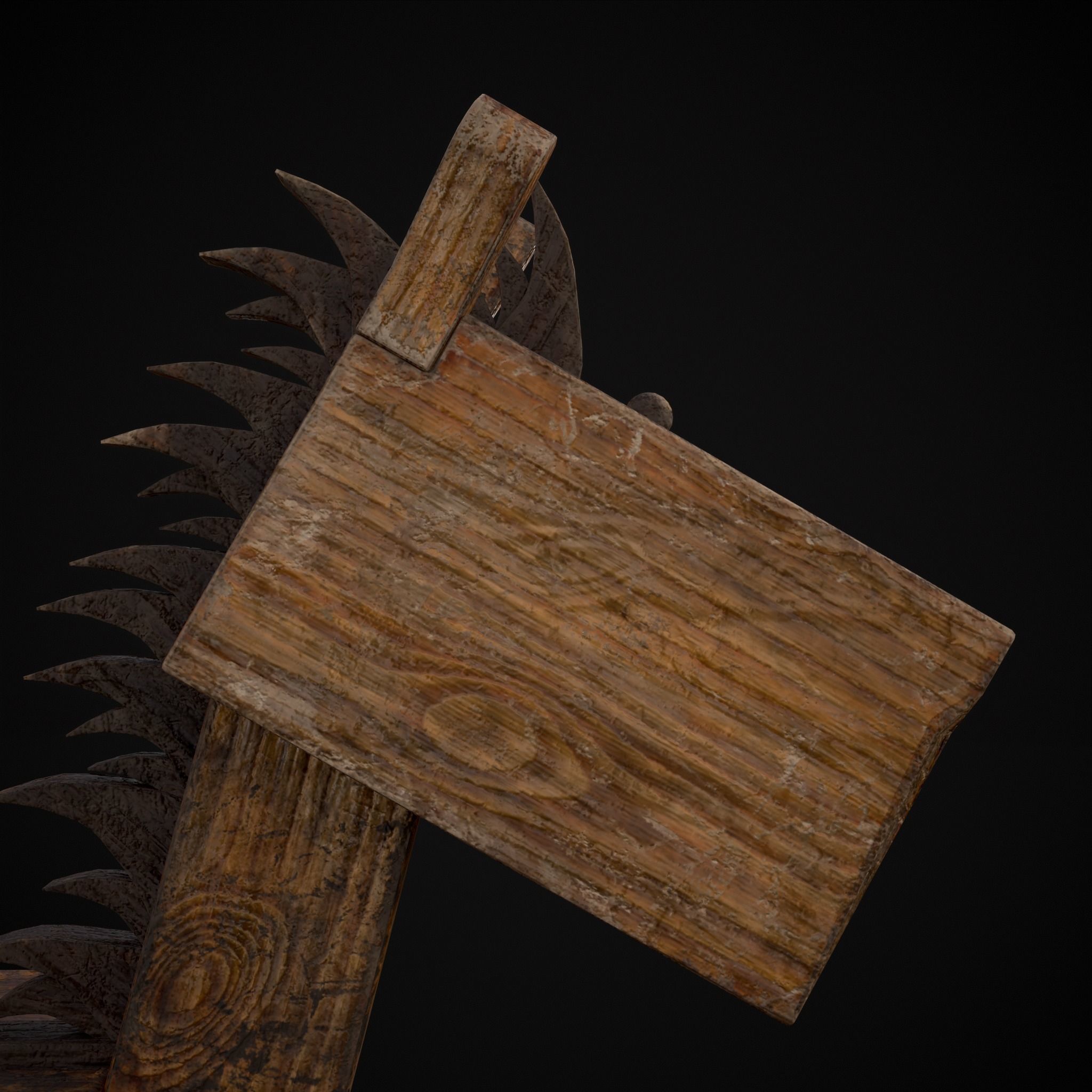 Medieval Horse Sled Low-poly 3D model_29