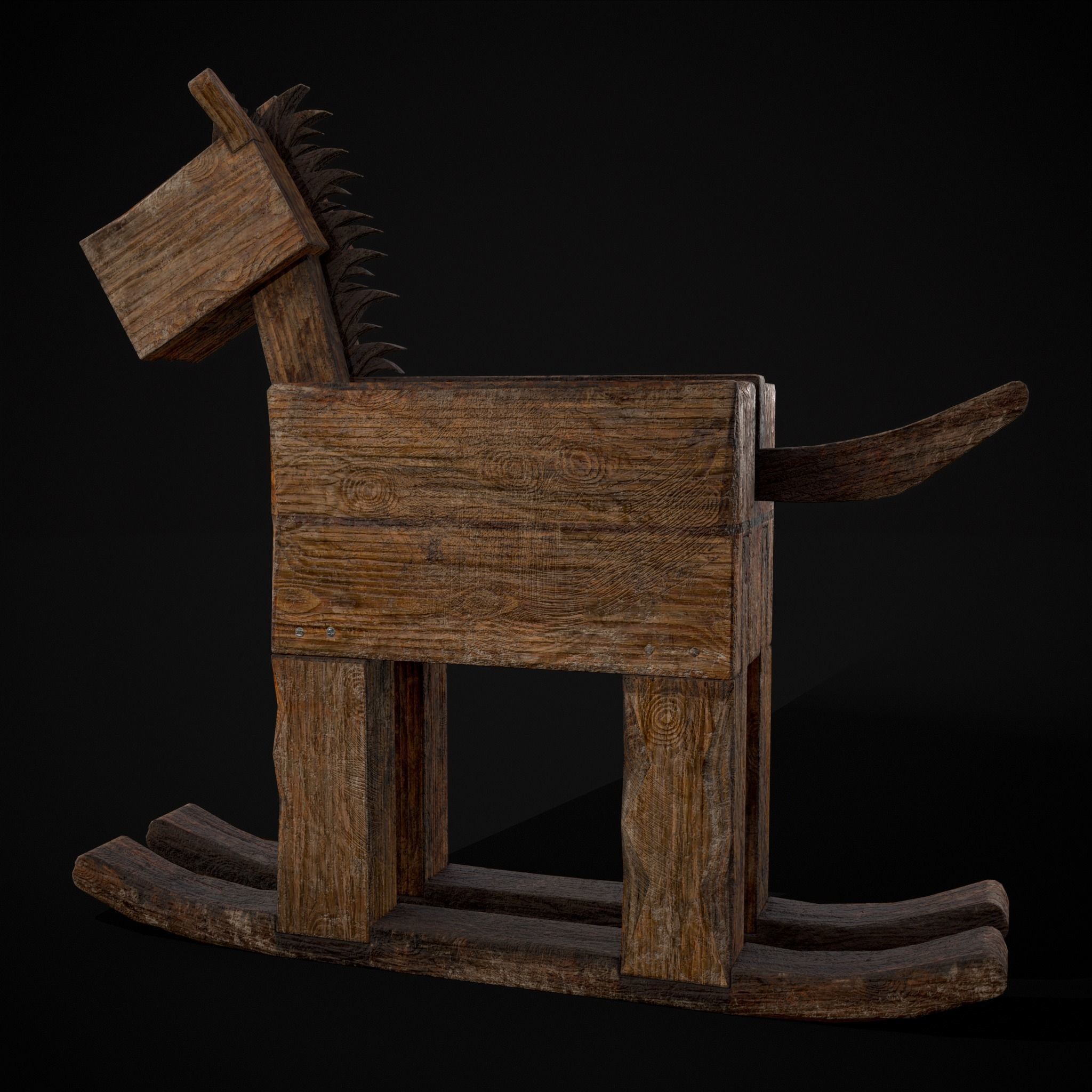 Medieval Horse Sled Low-poly 3D model_23