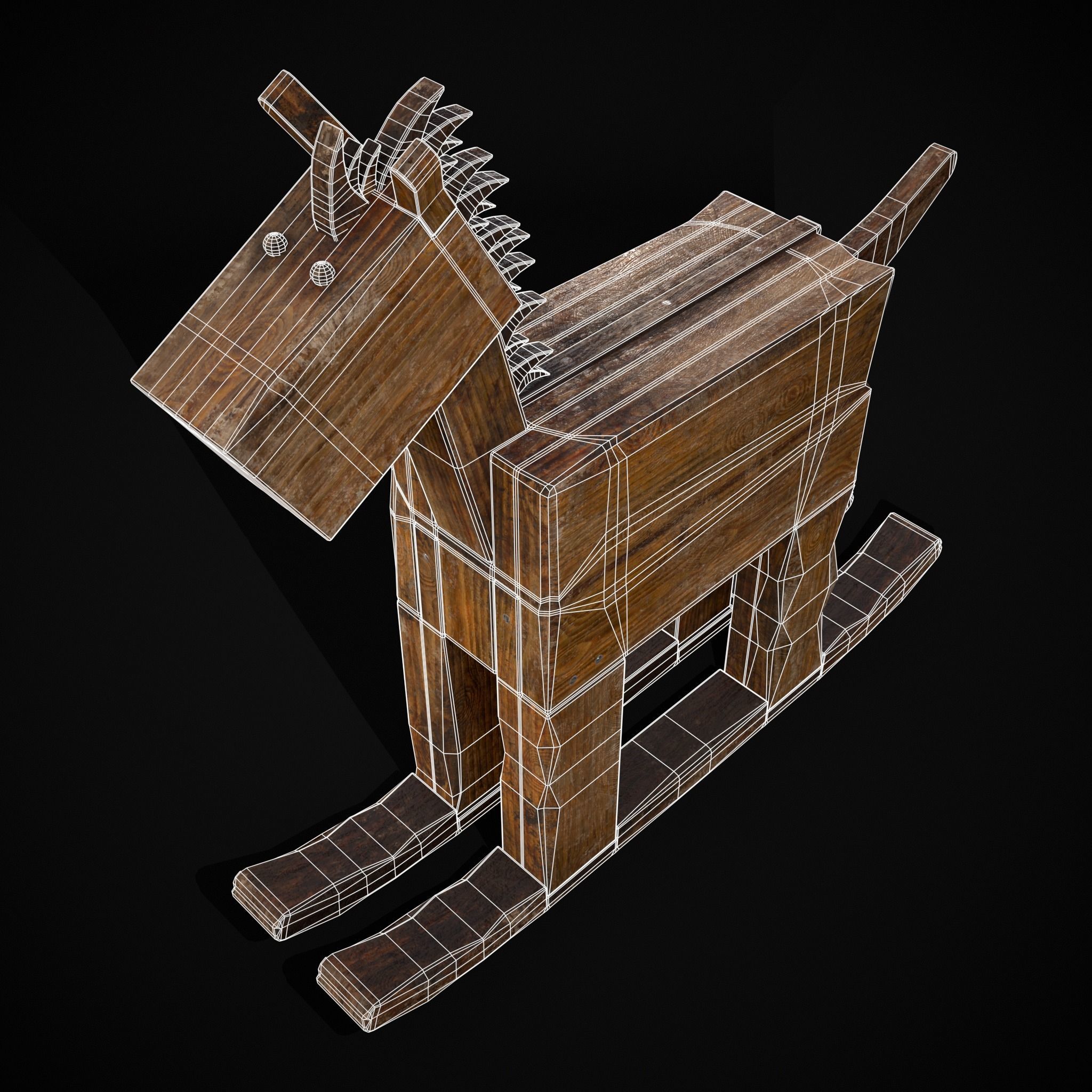 Medieval Horse Sled Low-poly 3D model_22