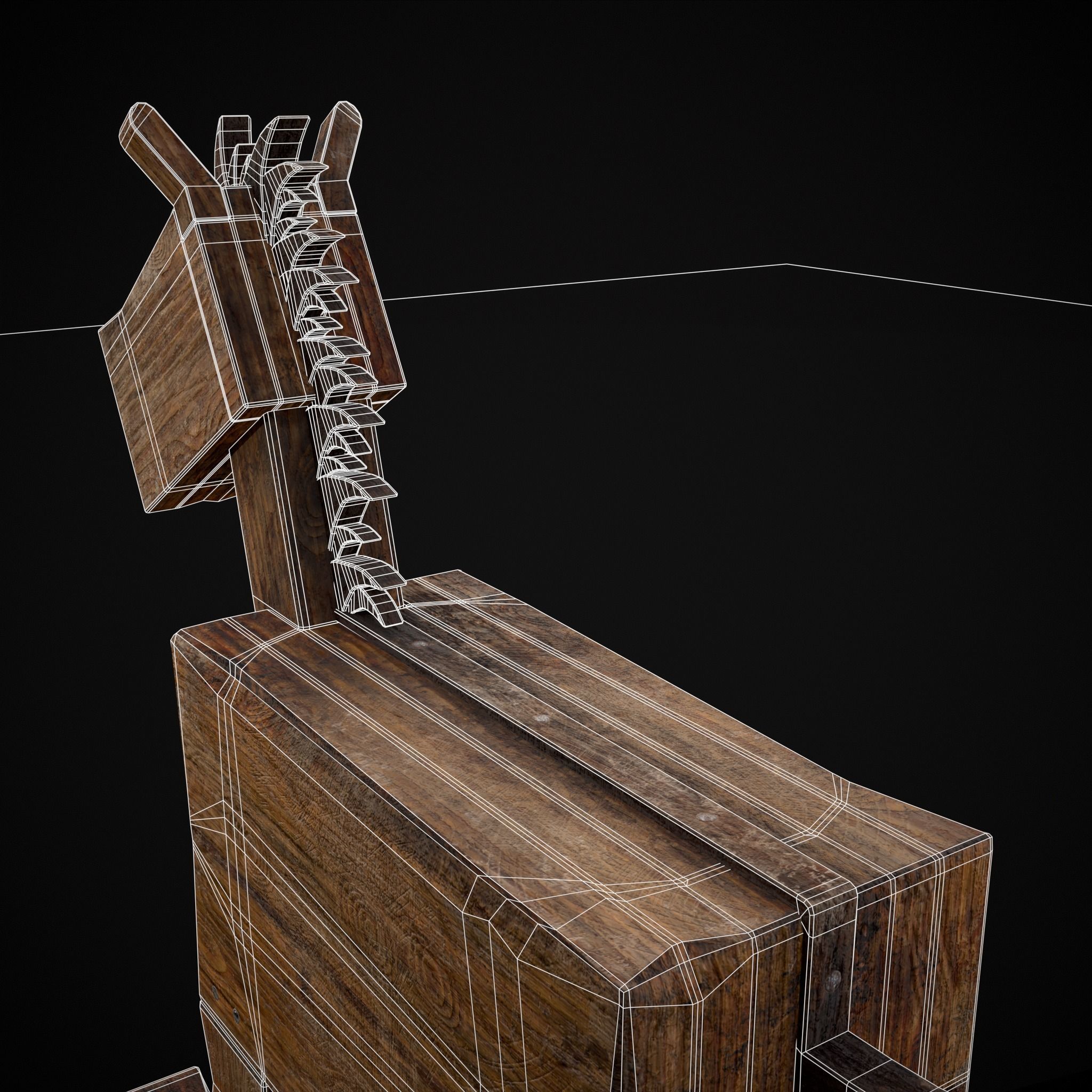 Medieval Horse Sled Low-poly 3D model_36