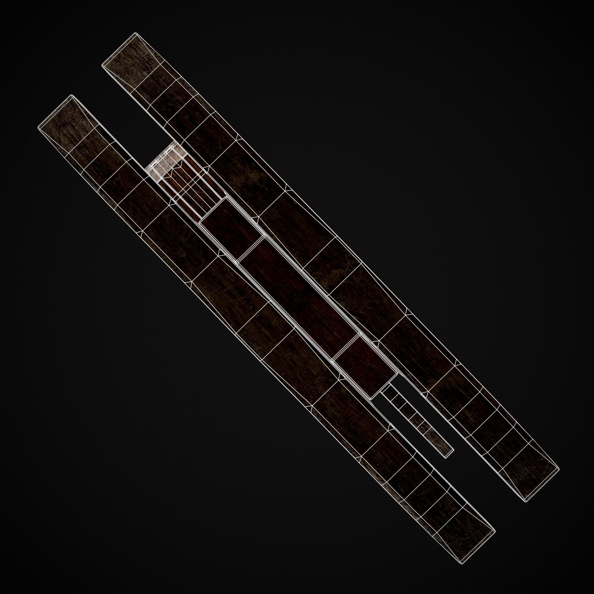 Medieval Horse Sled Low-poly 3D model_18