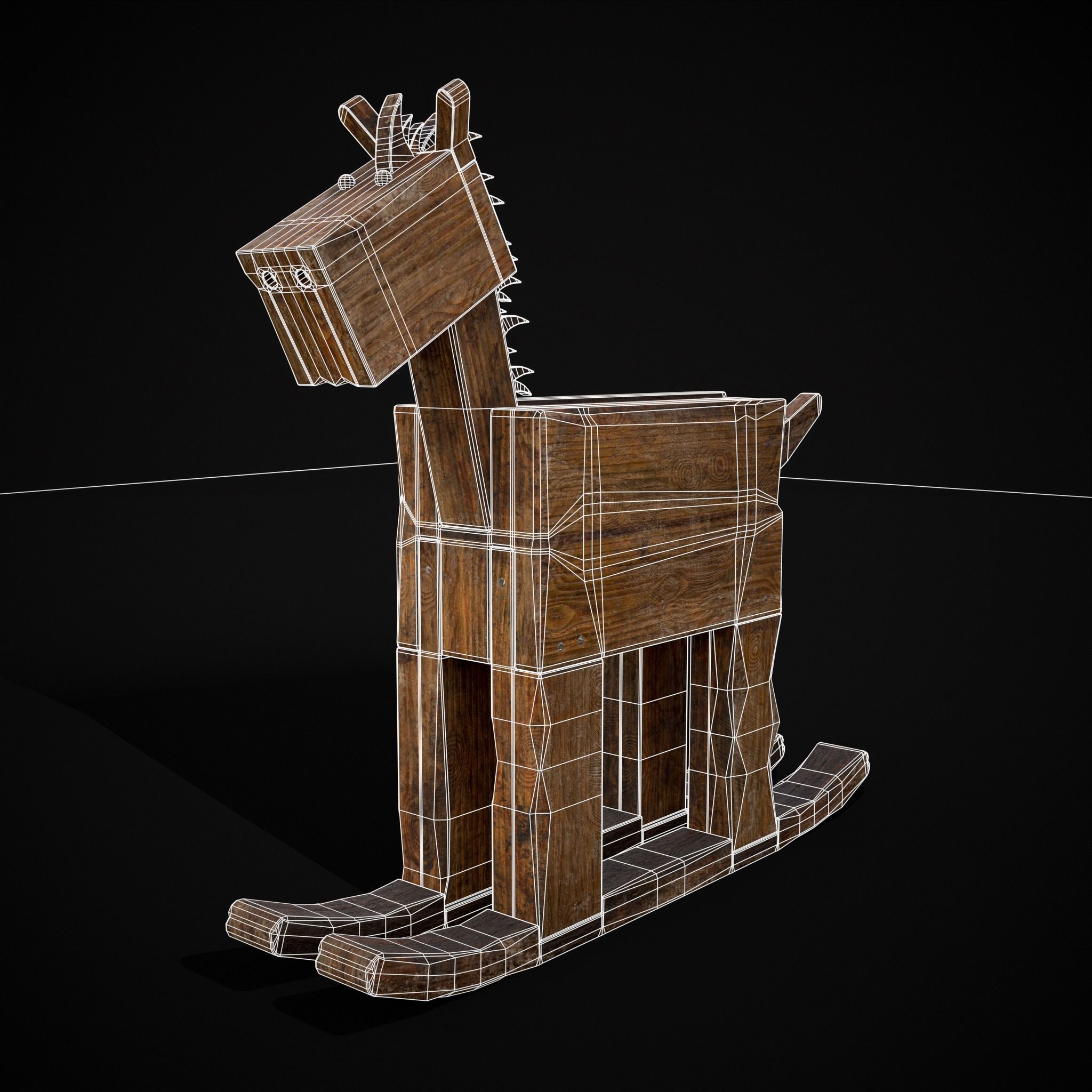 Medieval Horse Sled Low-poly 3D model_4