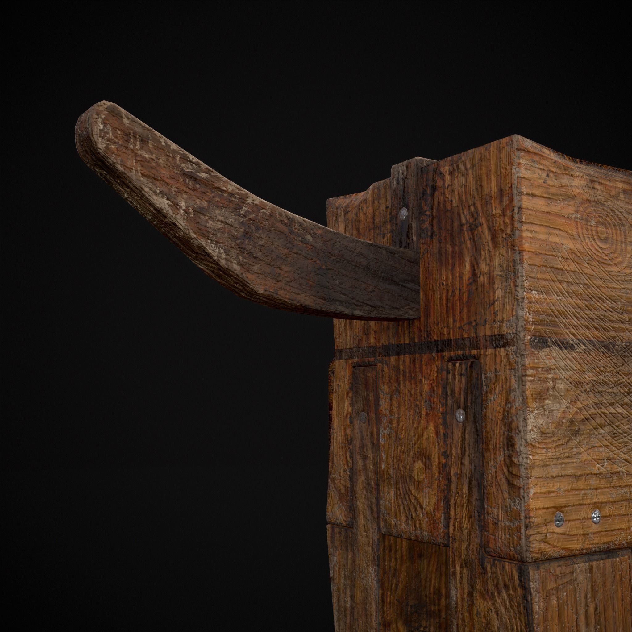 Medieval Horse Sled Low-poly 3D model_37