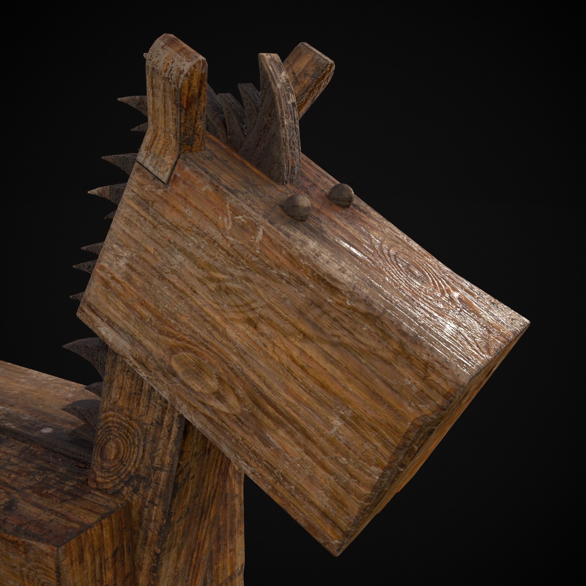 Medieval Horse Sled Low-poly 3D model_33