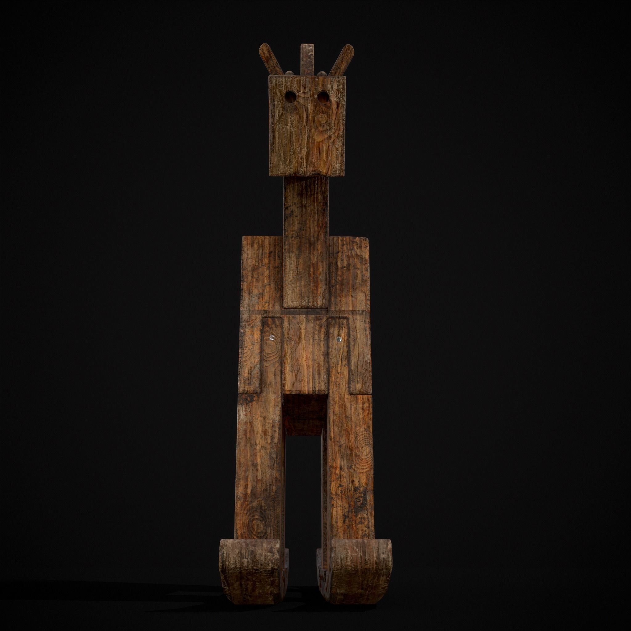 Medieval Horse Sled Low-poly 3D model_15