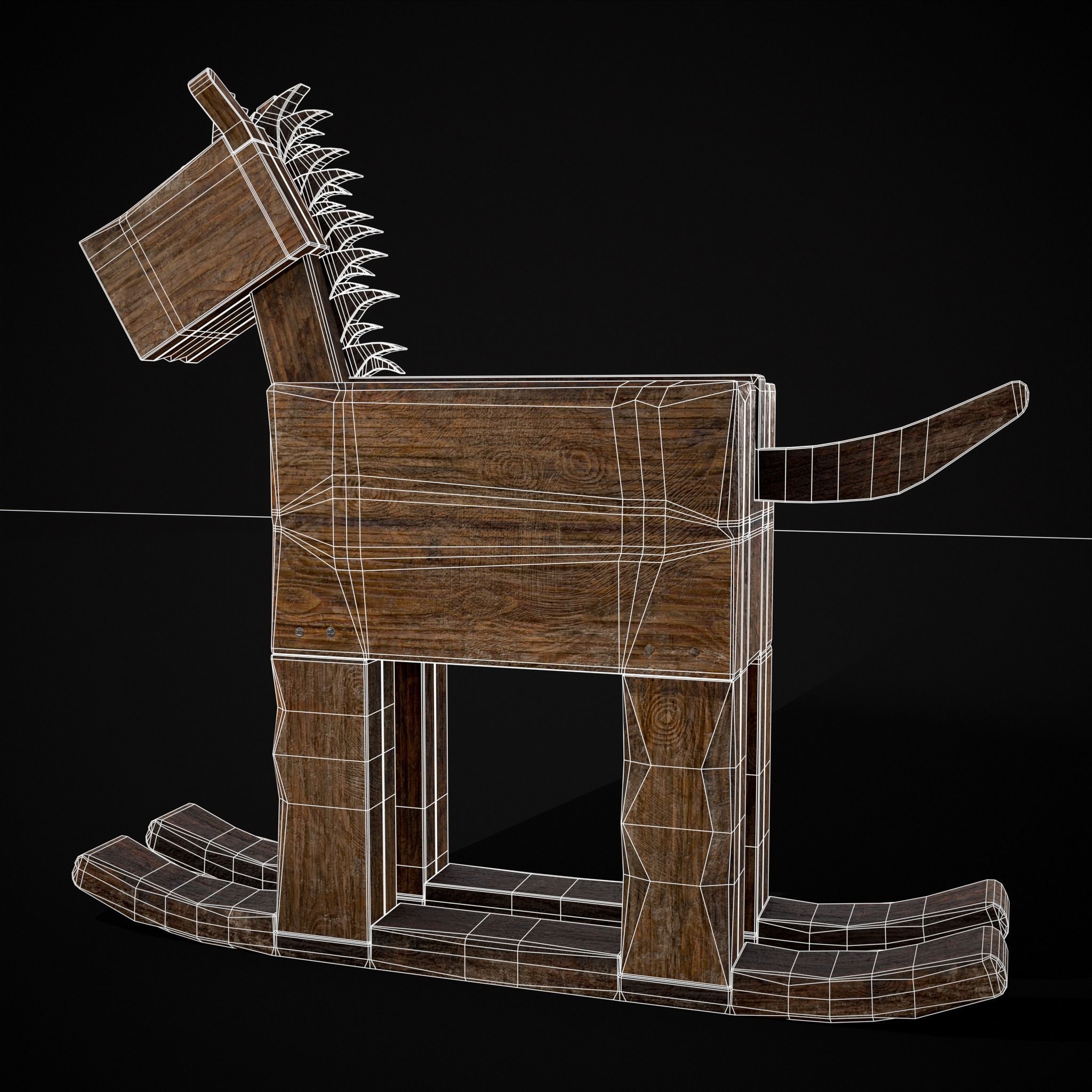 Medieval Horse Sled Low-poly 3D model_24