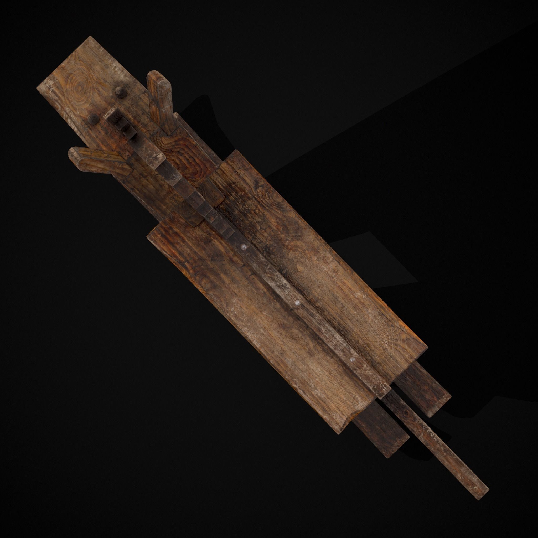 Medieval Horse Sled Low-poly 3D model_25