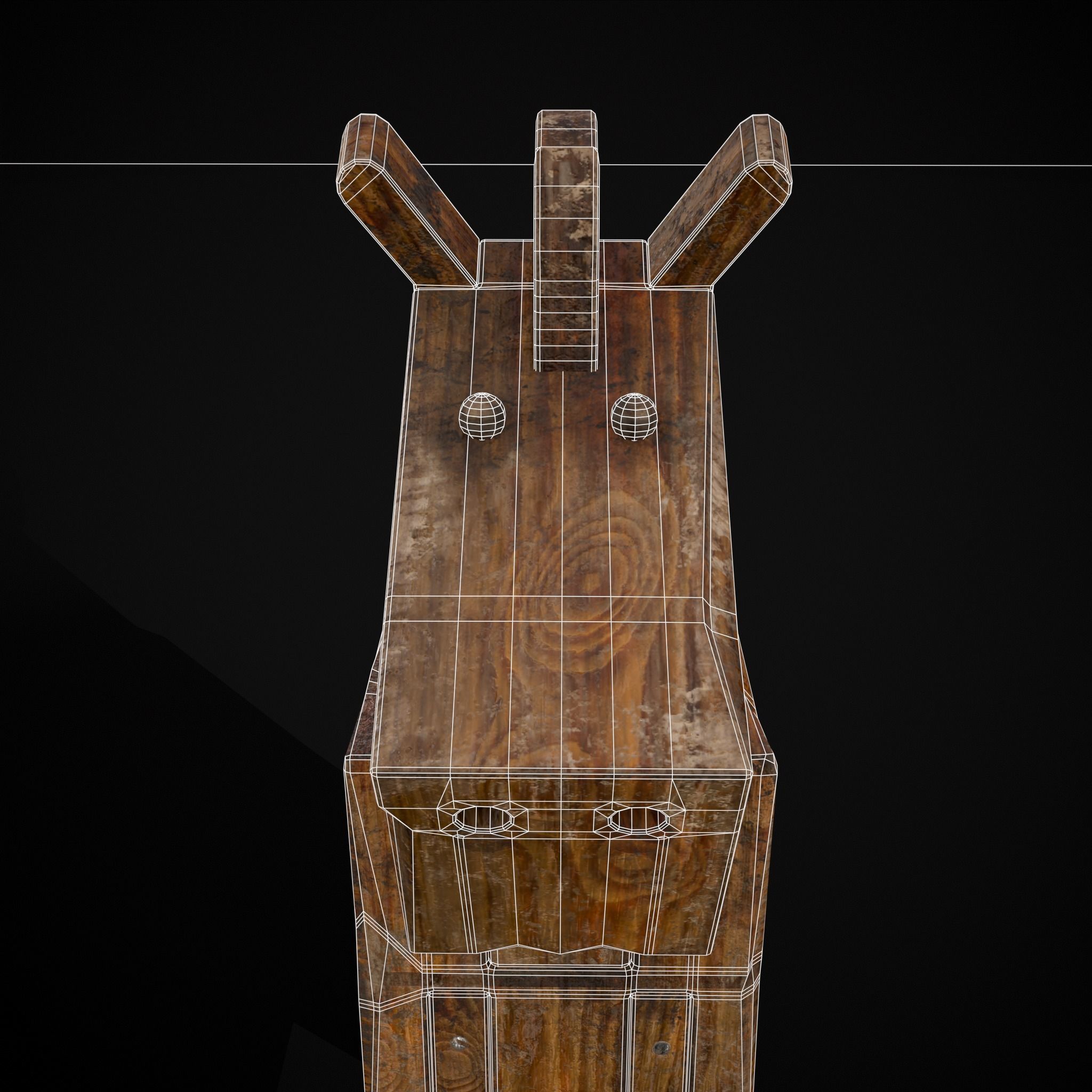 Medieval Horse Sled Low-poly 3D model_6