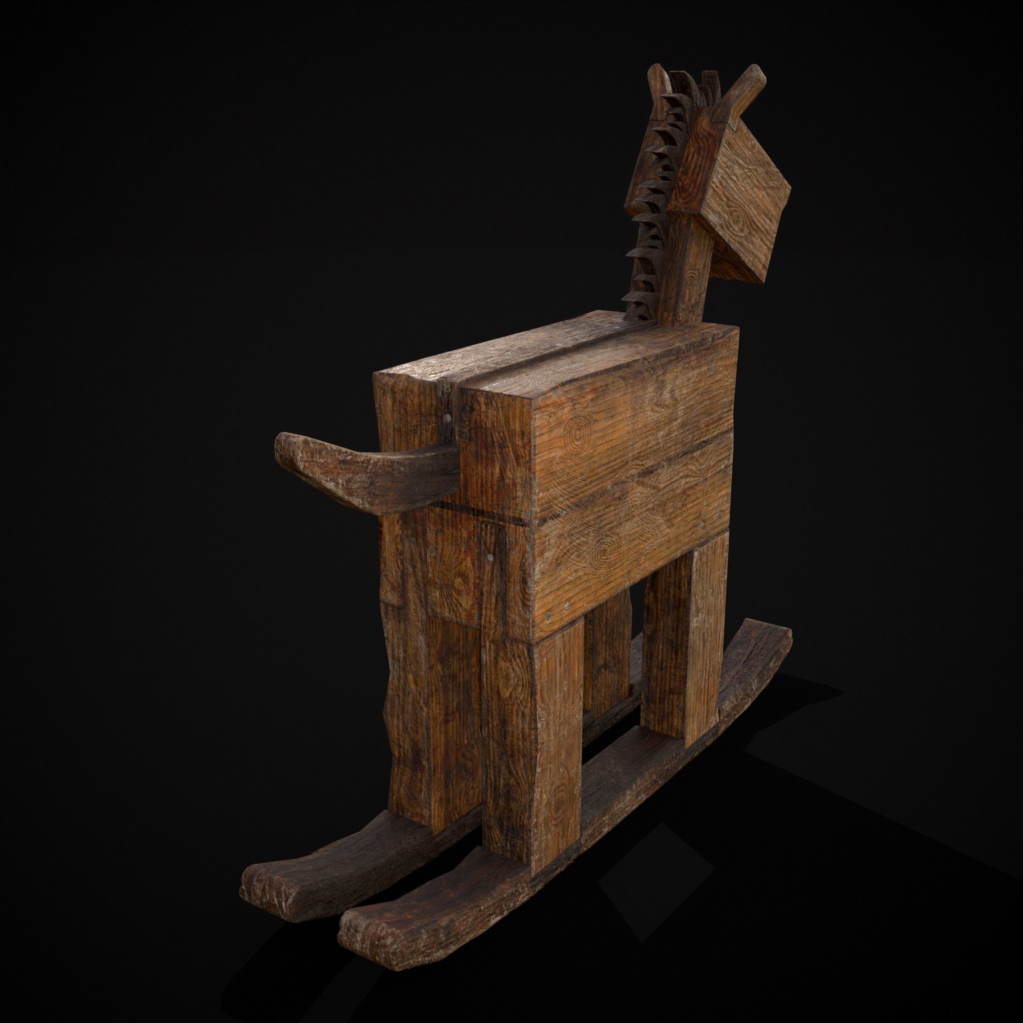 Medieval Horse Sled Low-poly 3D model_11