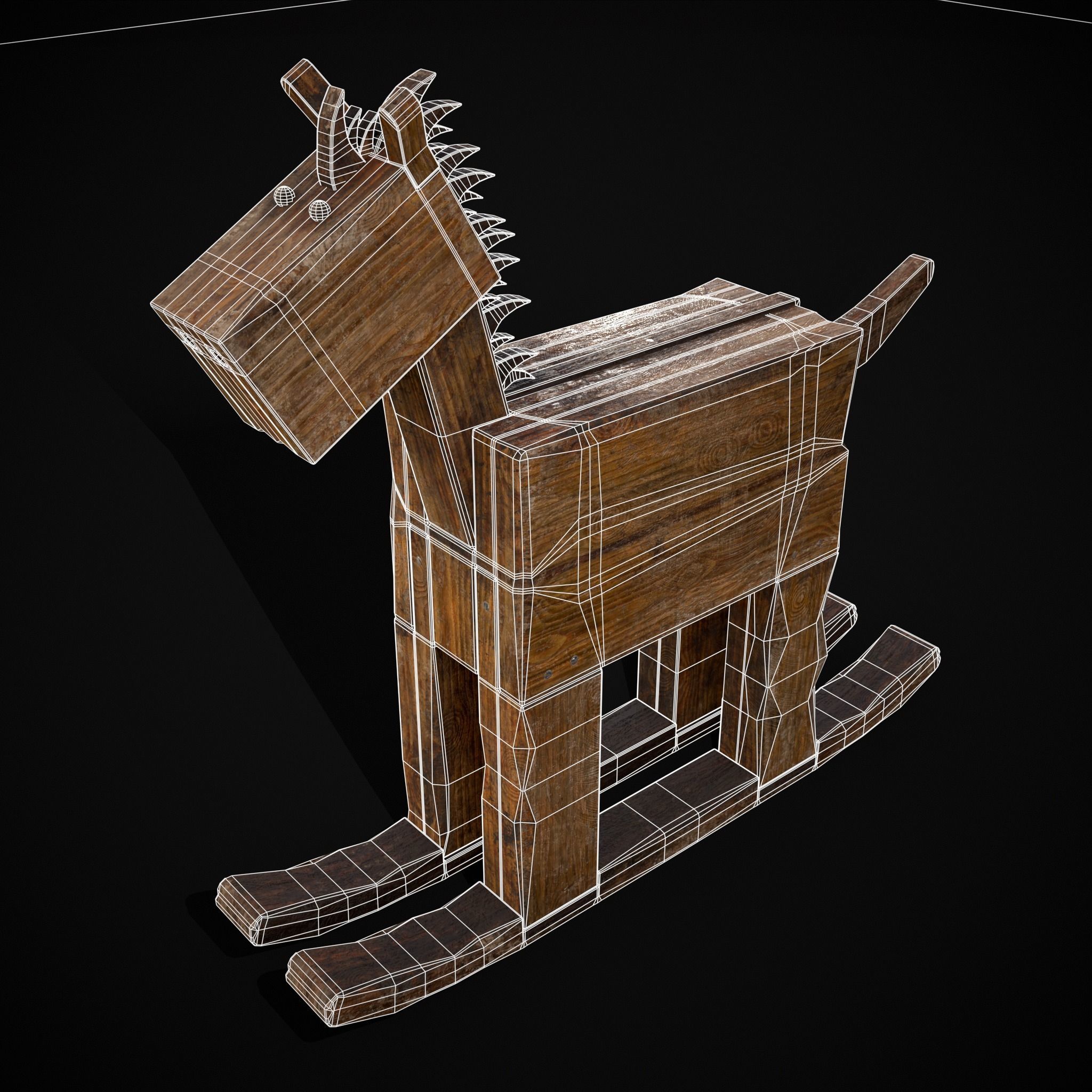 Medieval Horse Sled Low-poly 3D model_2