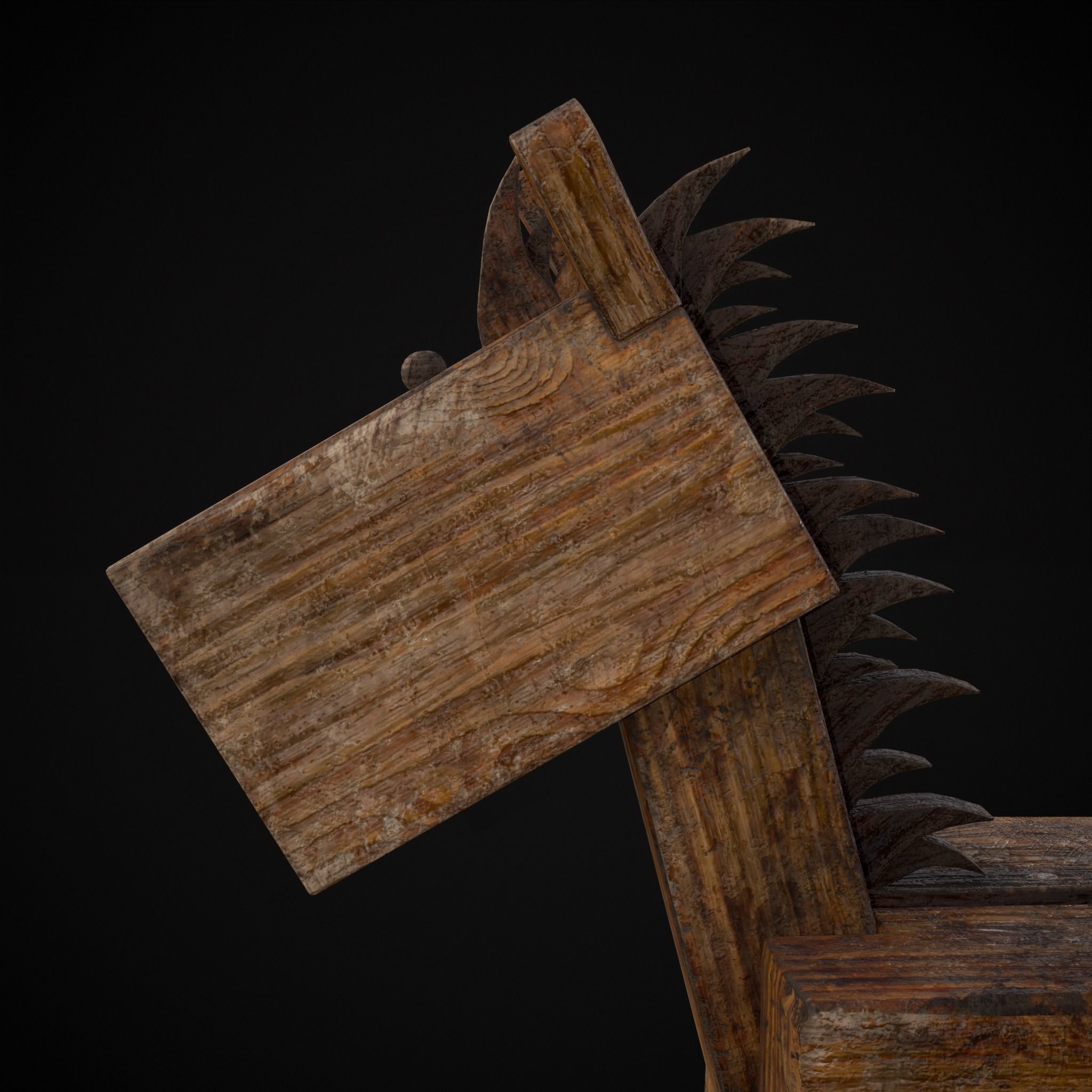 Medieval Horse Sled Low-poly 3D model_7