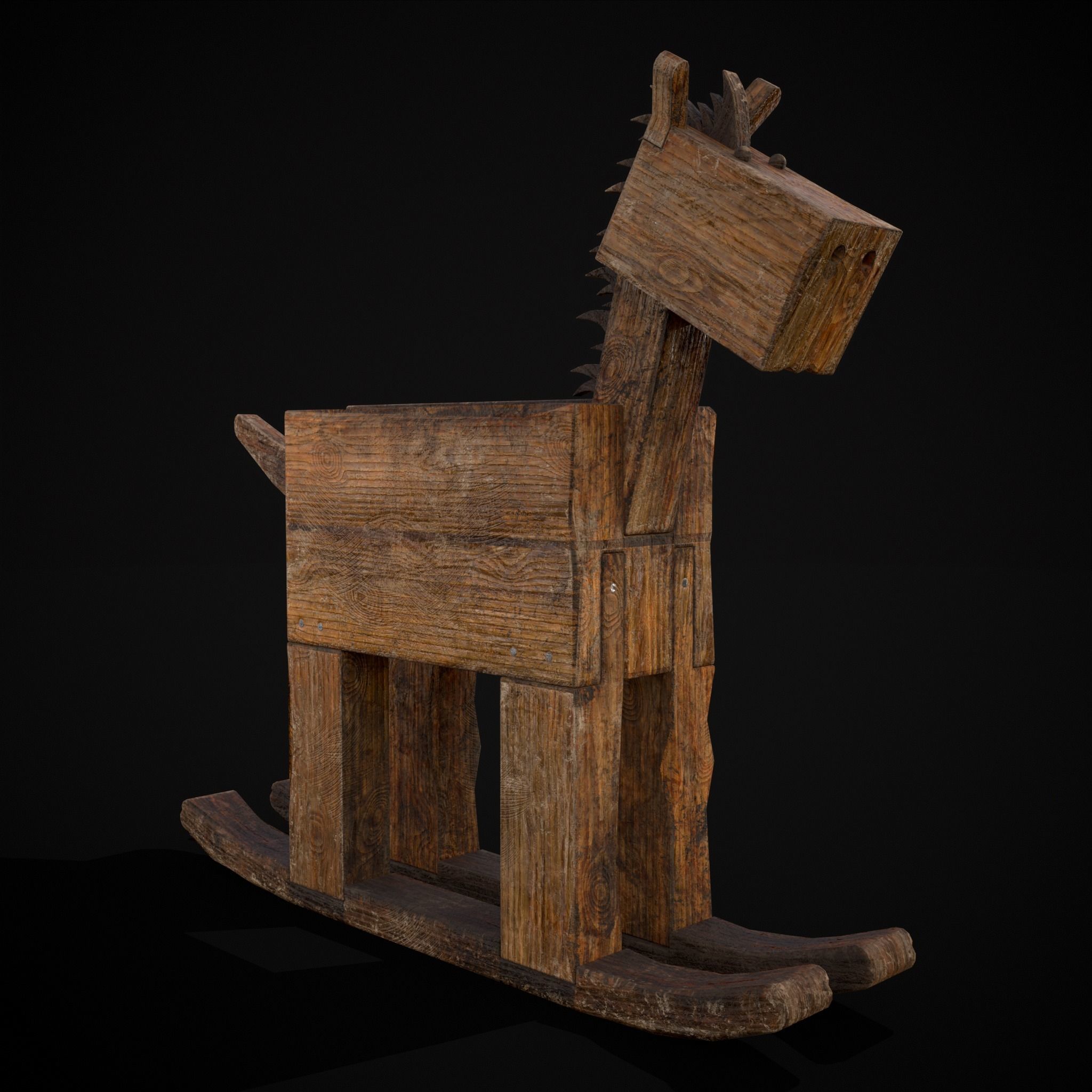 Medieval Horse Sled Low-poly 3D model_19