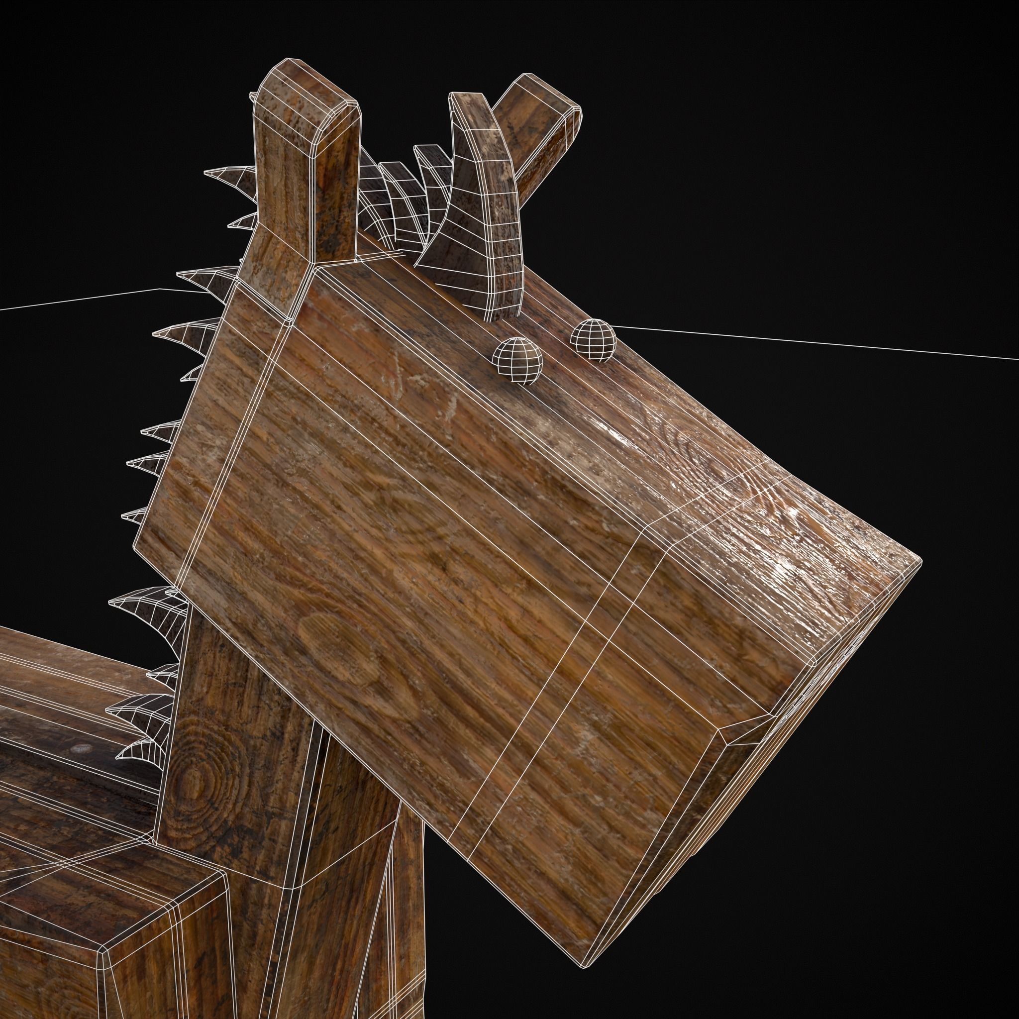 Medieval Horse Sled Low-poly 3D model_34