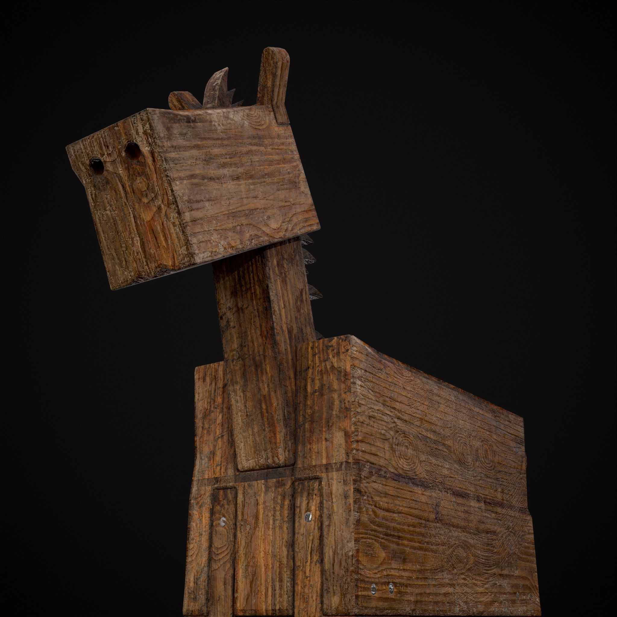 Medieval Horse Sled Low-poly 3D model_27