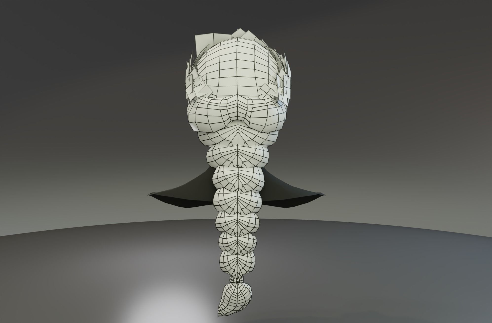 Low poly Braided Hair with Flower Crown Low-poly 3D model_6