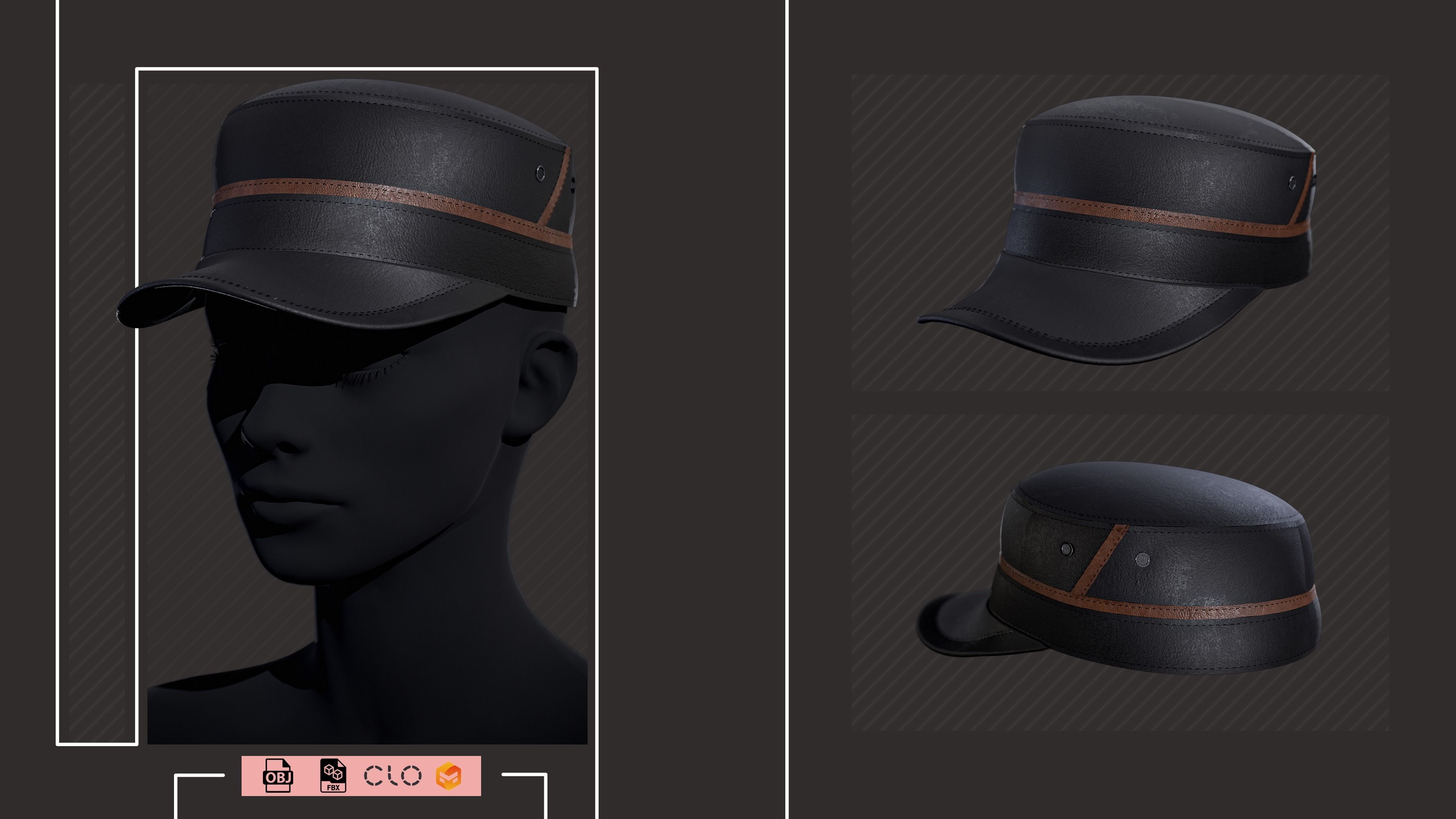 15 Hats pack - Project File ZPRJ OBJ FBX - VOL 01 3D model_10
