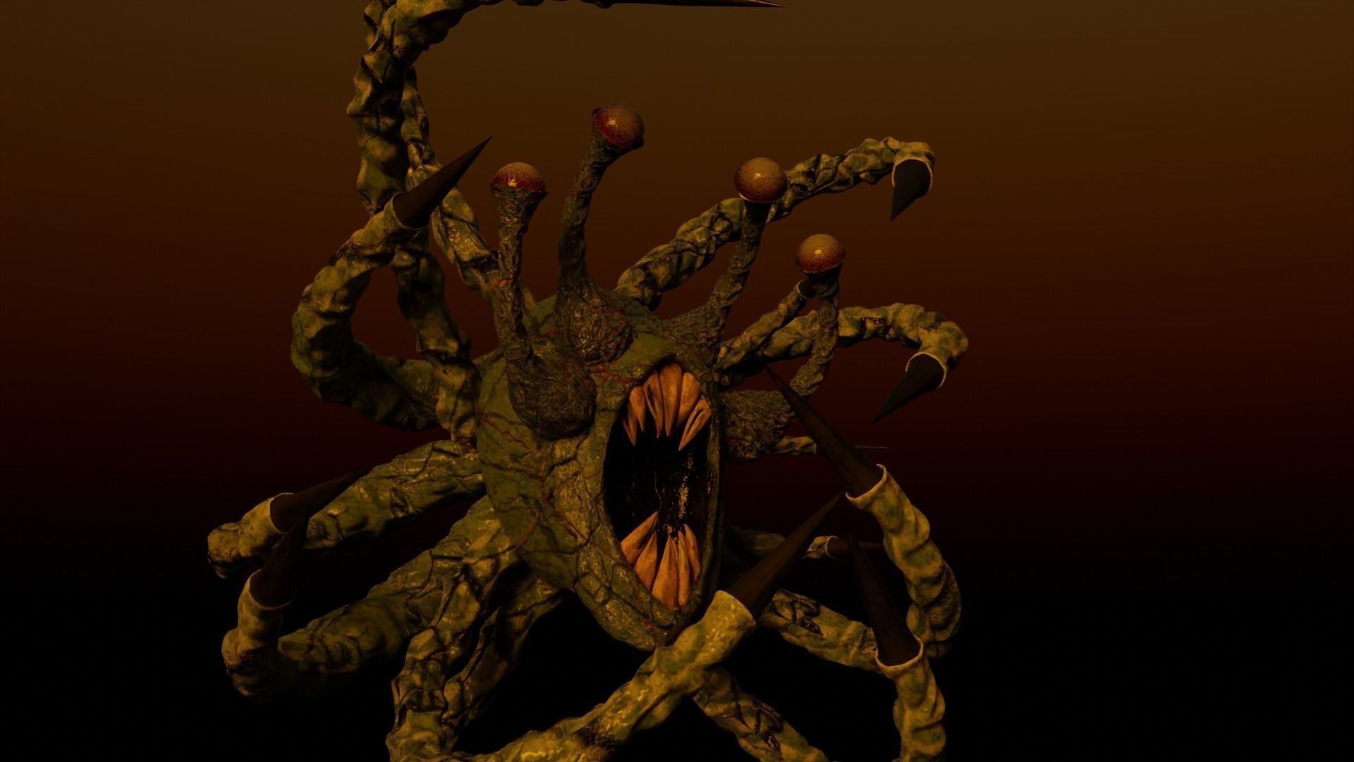Lovecraftian Creature Low-poly 3D model_3