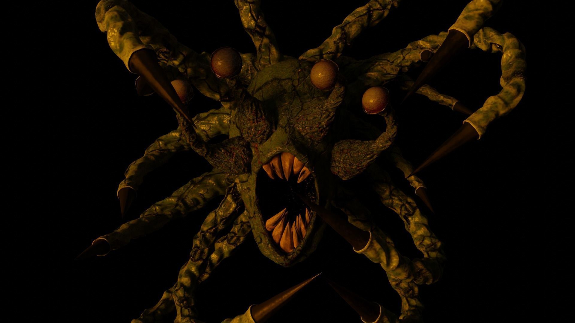 Lovecraftian Creature Low-poly 3D model_2