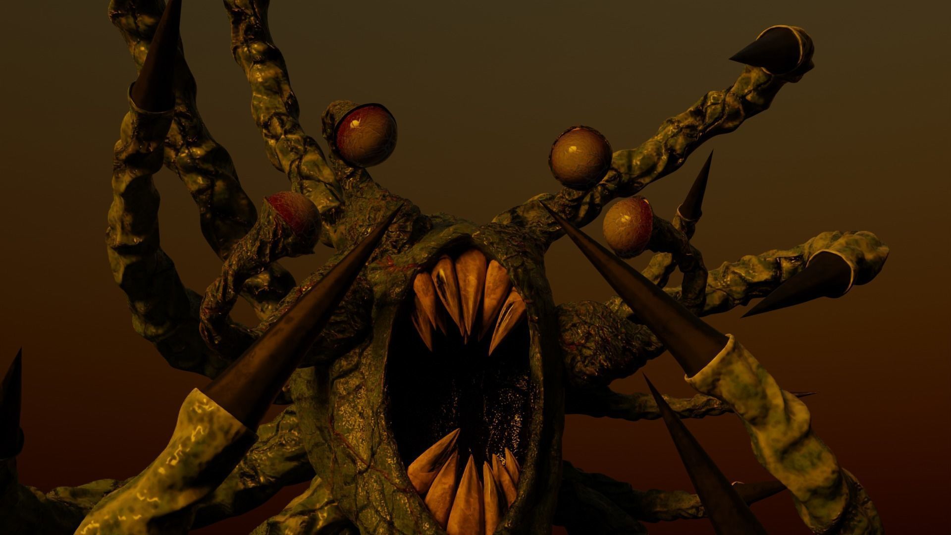 Lovecraftian Creature Low-poly 3D model_4