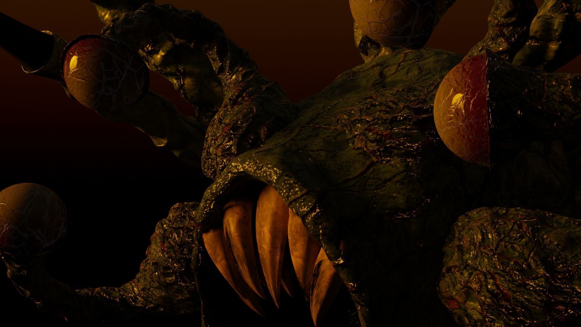 Lovecraftian Creature Low-poly 3D model_1