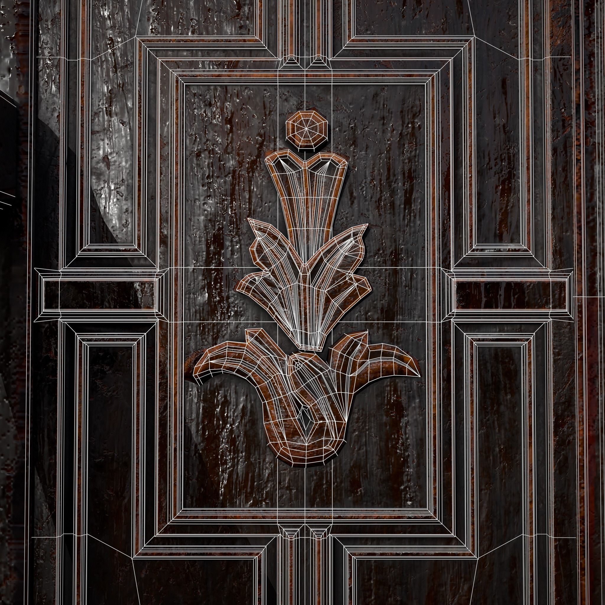 Antique Carved Chair Low-poly 3D model_14